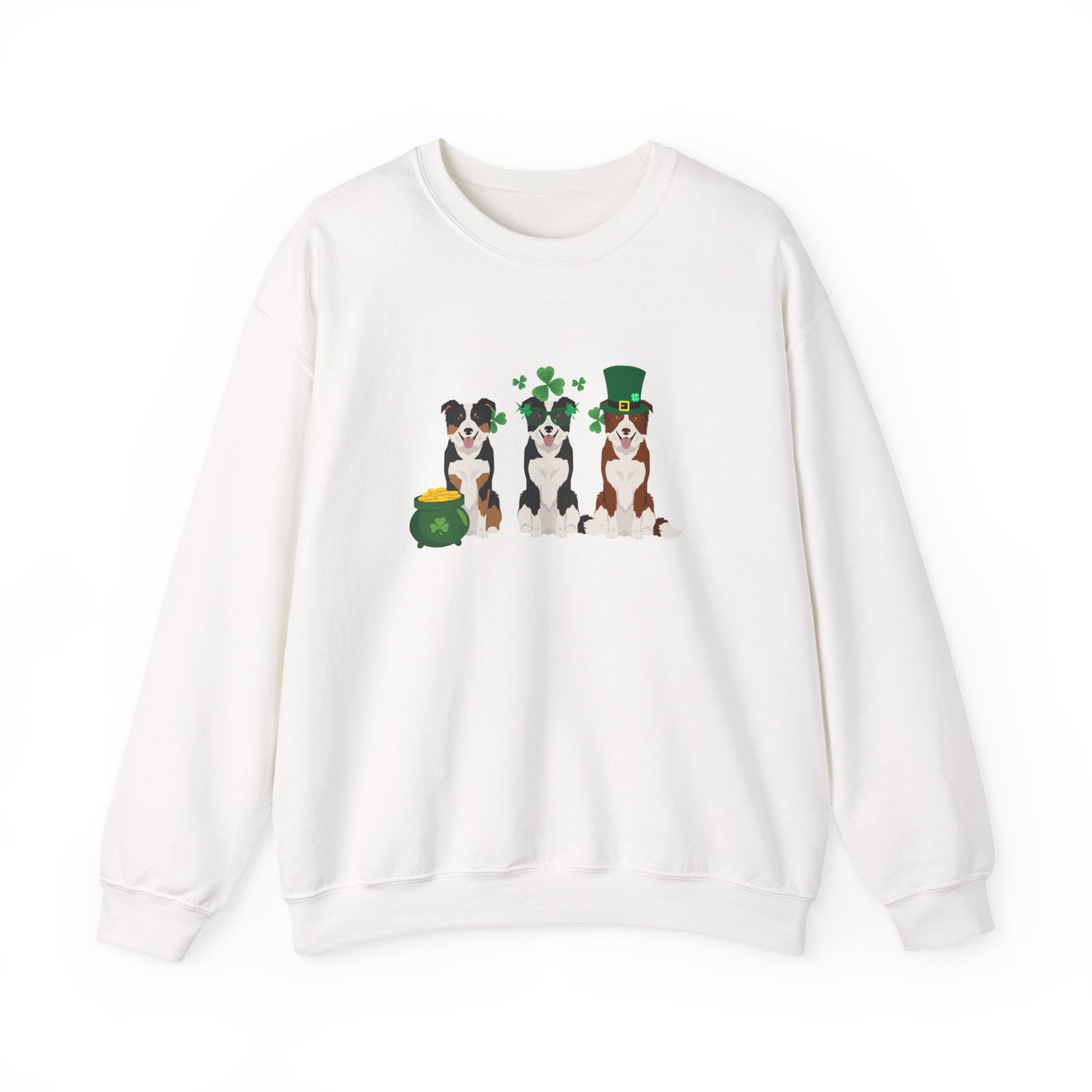 Border Collie Dog St Patricks Day Unisex Heavy Blend Crewneck Sweatshirt, St Pattys day, Cute Dog Mom Gift