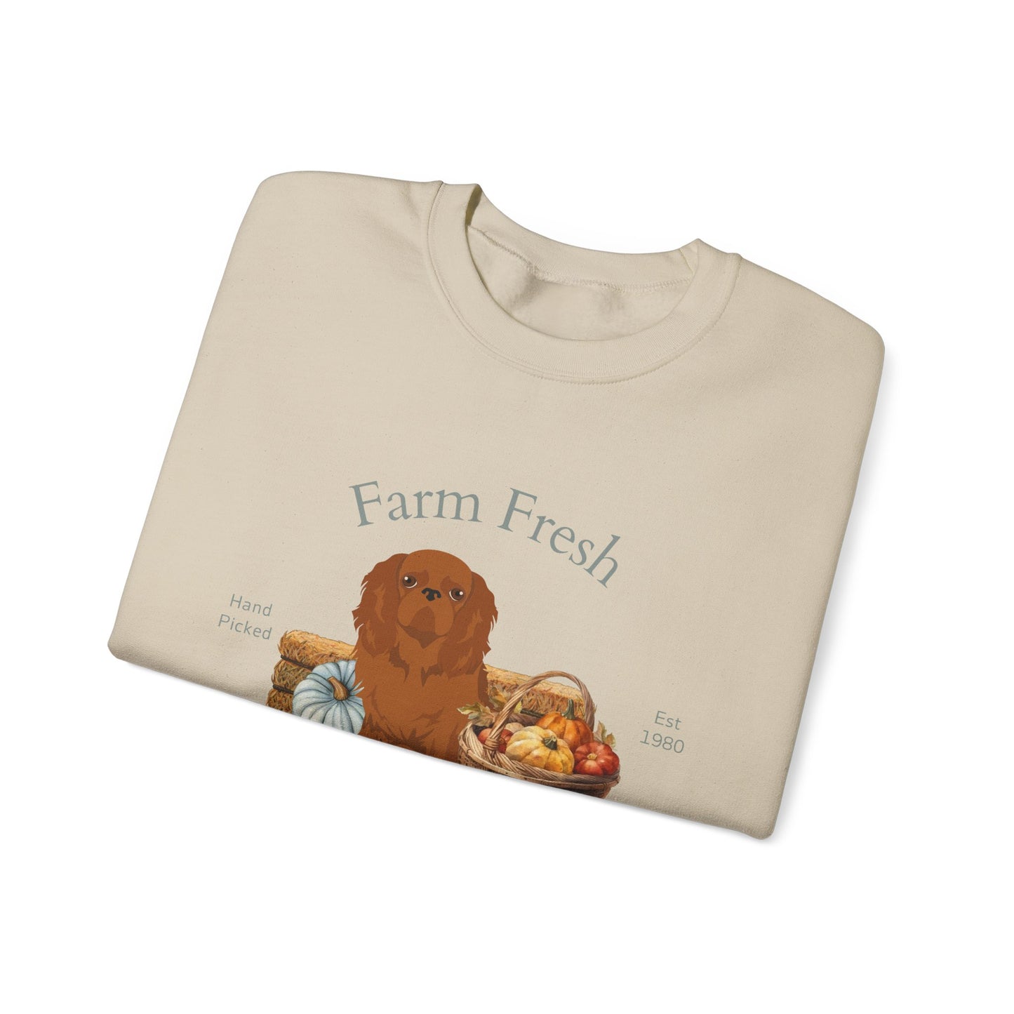 English Toy Spaniel Dog Fall Farm Fresh Unisex Heavy Blend Crewneck Sweatshirt