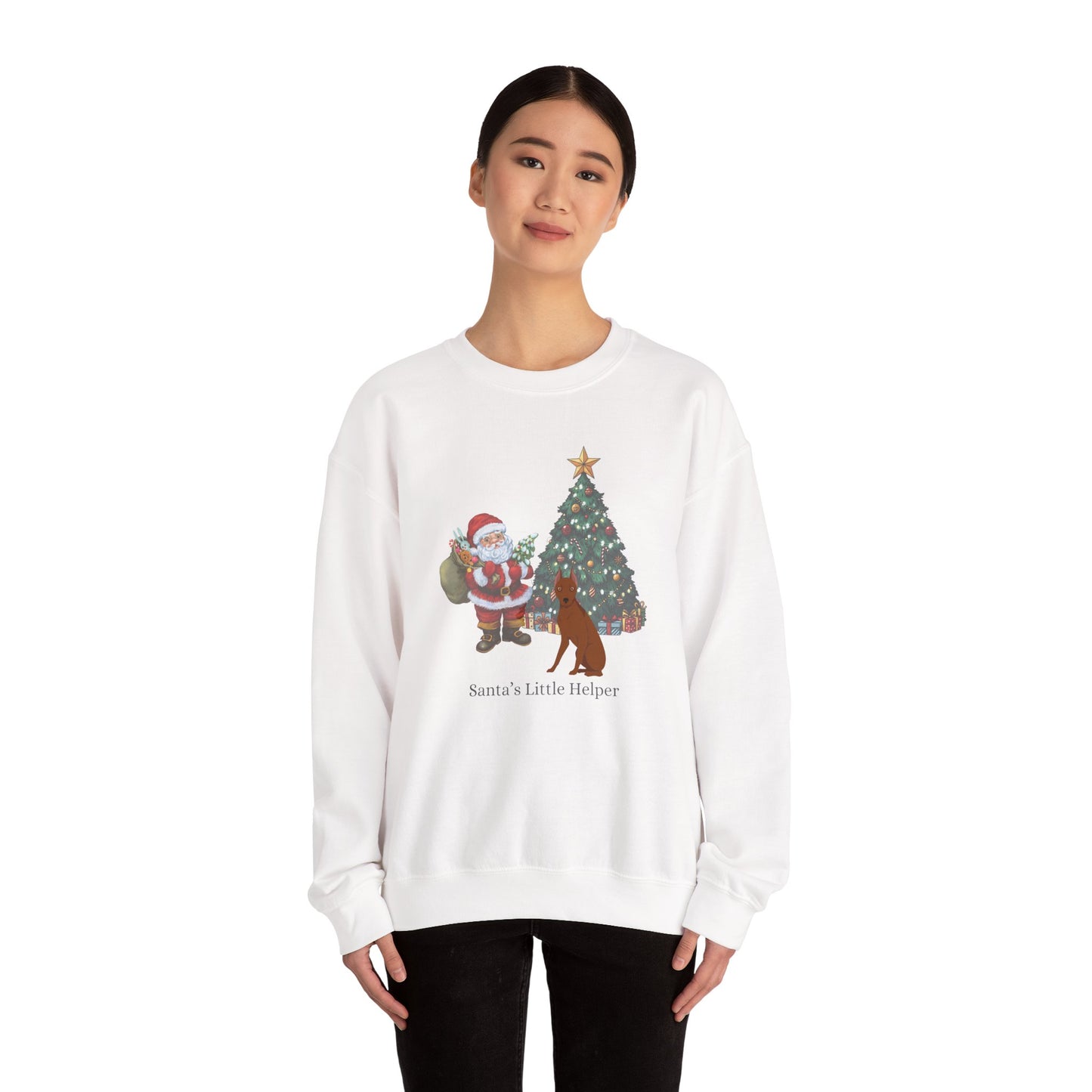 Miniature Pinscher Dog Santa's Little Helper Unisex Heavy Blend Crewneck Sweatshirt