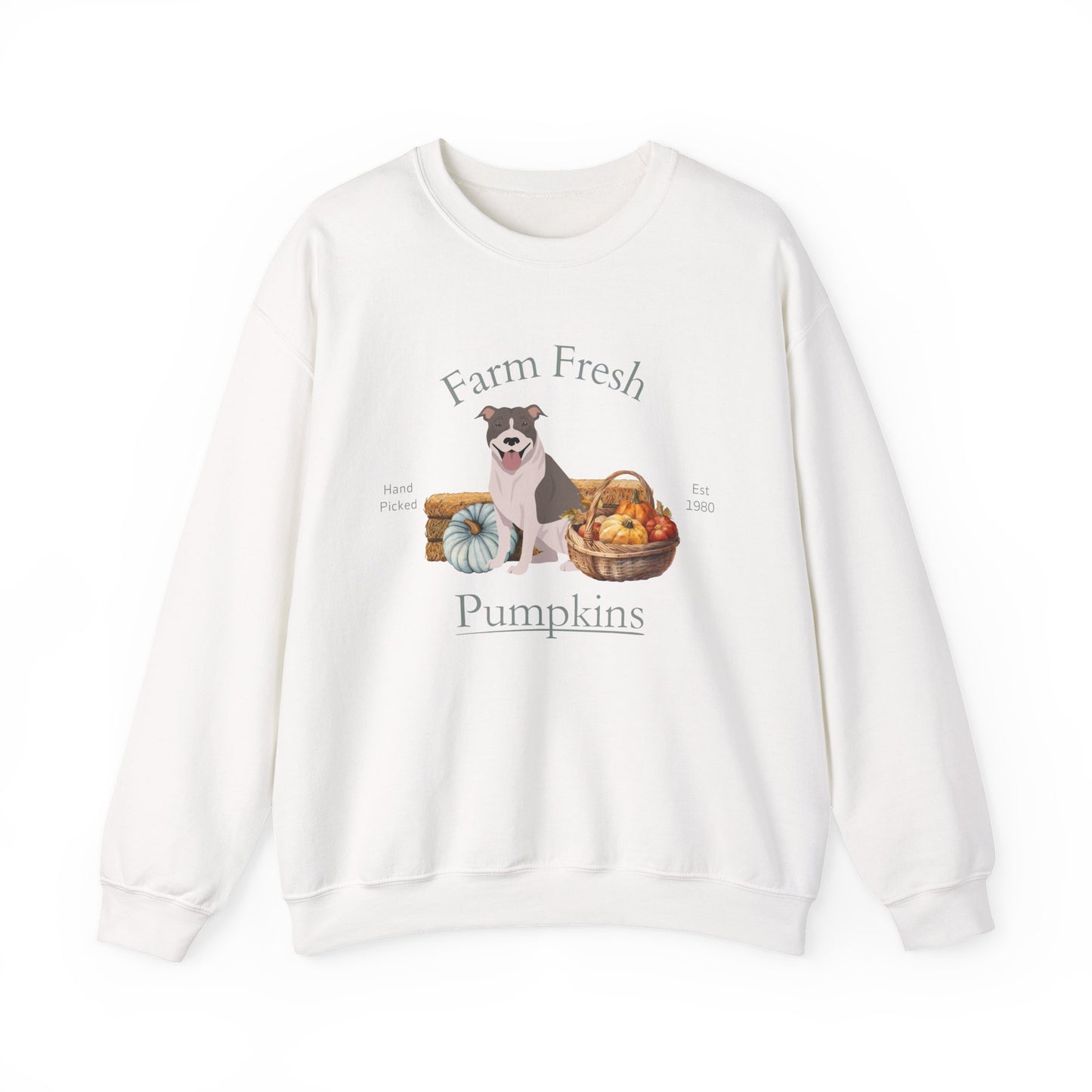 Pit Bull Terrier Dog Fall Farm Fresh Unisex Heavy Blend Crewneck Sweatshirt
