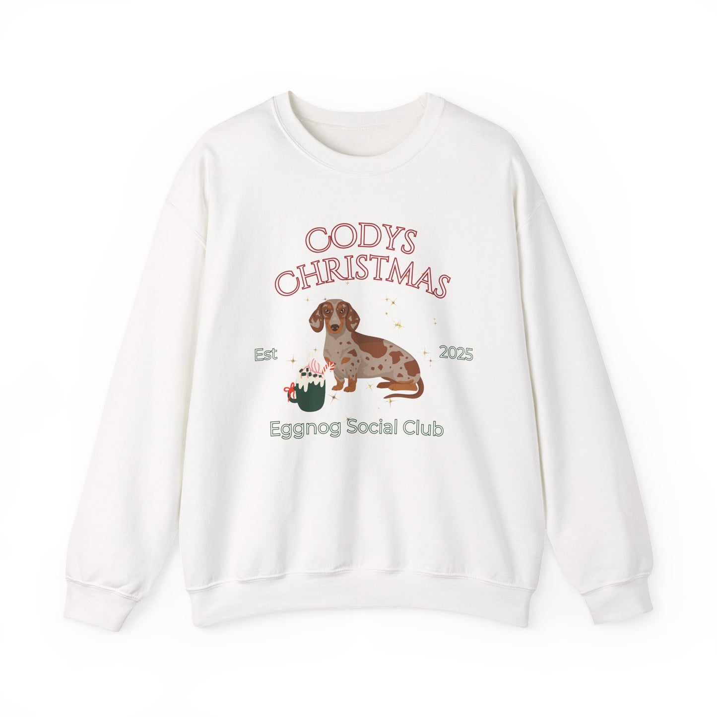 Dachshund Dog Christmas Social Club Unisex Heavy Blend Crewneck Sweatshirt Custom Name