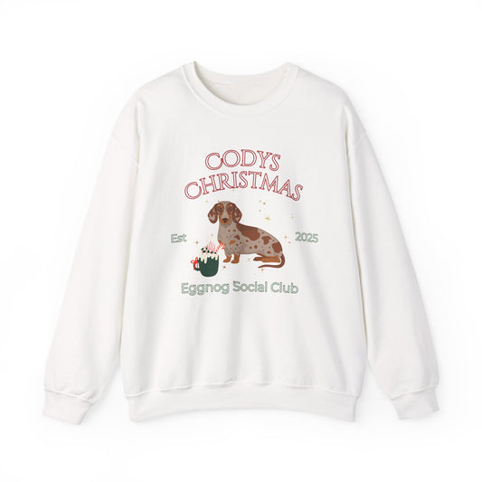 Dachshund Dog Christmas Social Club Unisex Heavy Blend Crewneck Sweatshirt Custom Name