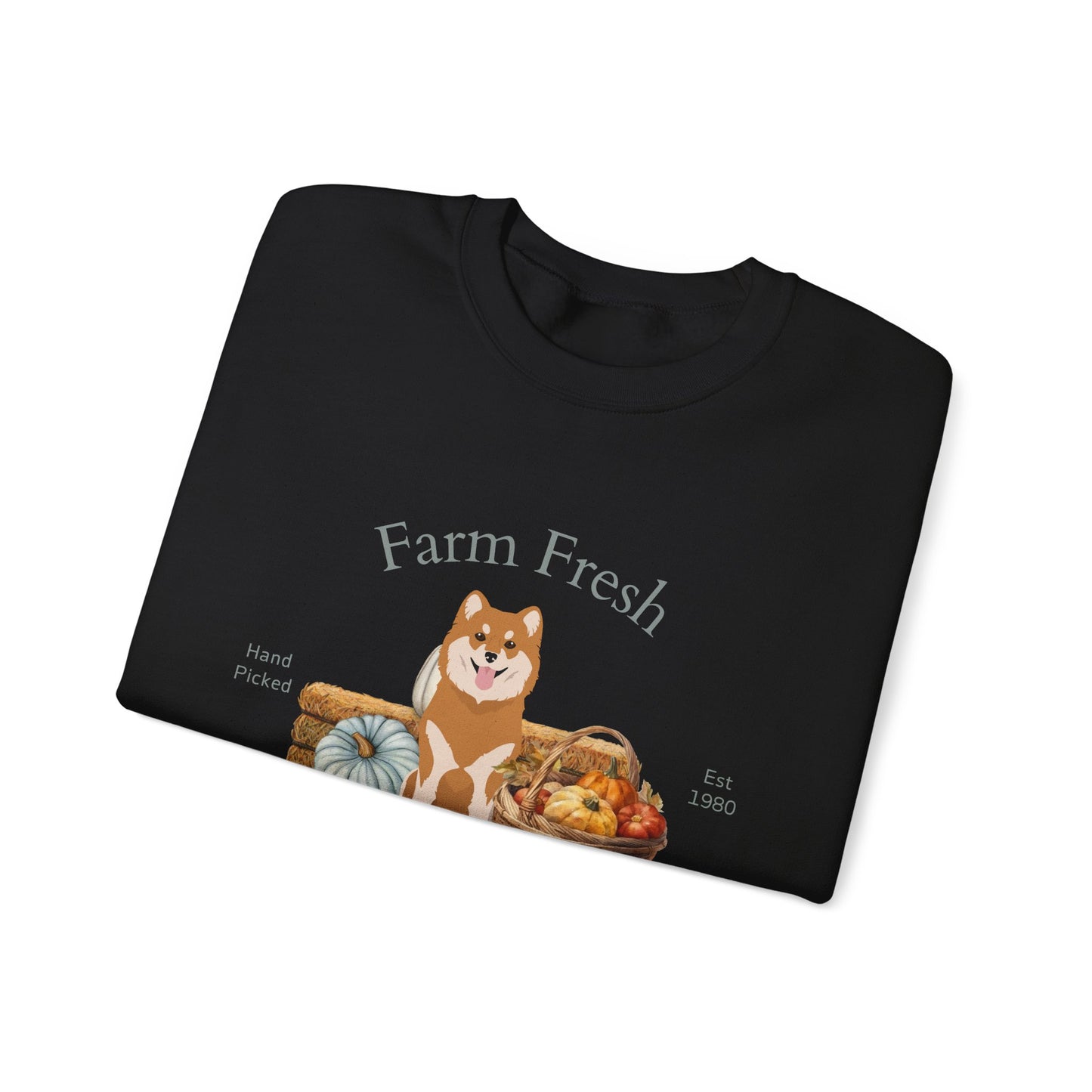 Finnish Lapphund Dog Fall Farm Fresh Unisex Heavy Blend Crewneck Sweatshirt