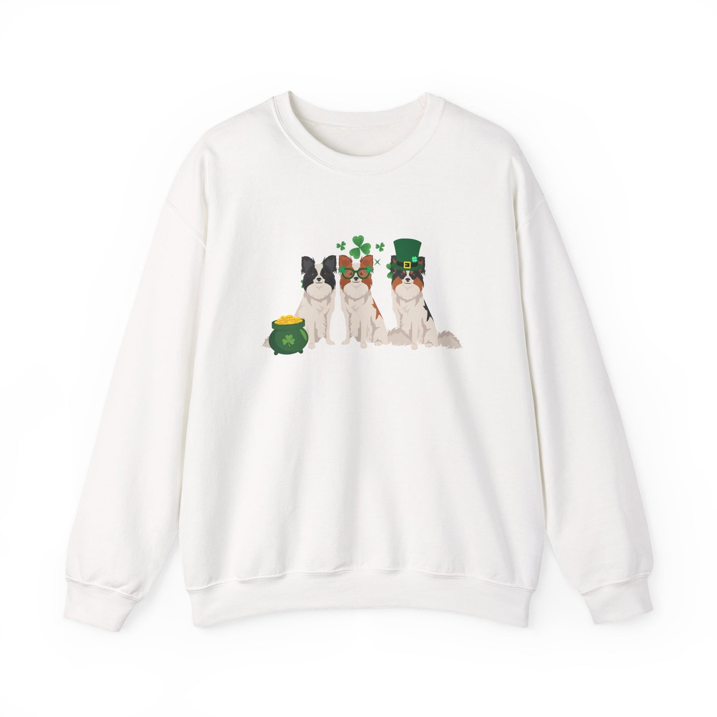 Papillon Dog St Patricks Day Unisex Heavy Blend Crewneck Sweatshirt, St Pattys day, Cute Dog Mom Gift
