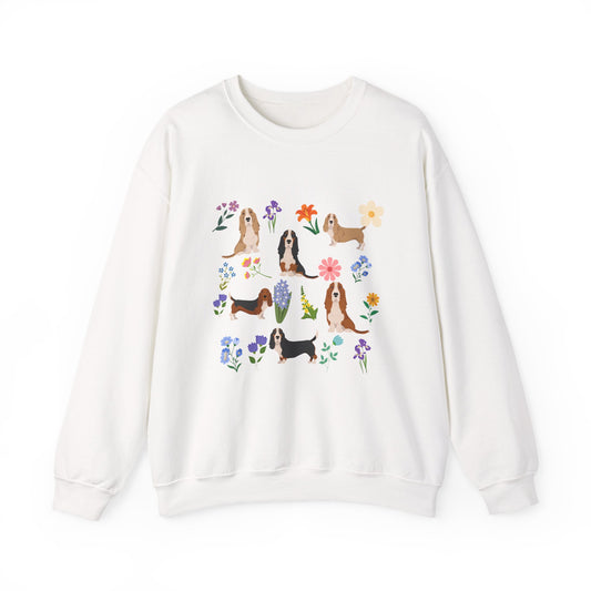 Basset Hound Dog Unisex Spring Cottage Core Crewneck Sweatshirt
