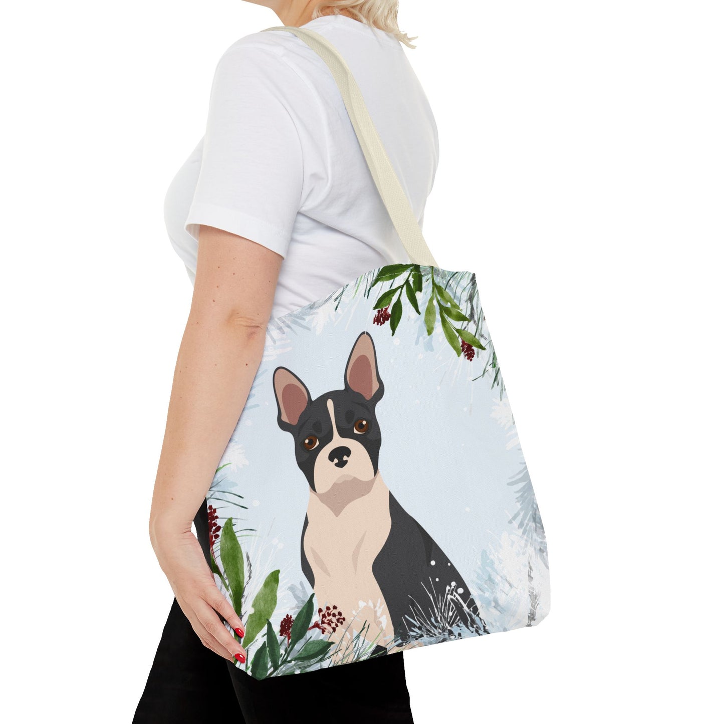 Boston Terrier Dog Christmas Holiday Tote Bag 16x16