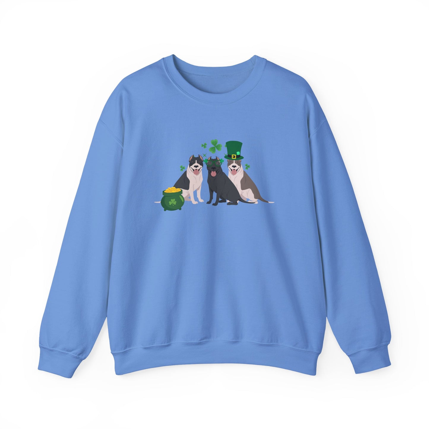 Pit Bull Terrier Dog St Patricks Day Unisex Heavy Blend Crewneck Sweatshirt, St Pattys day, Cute Dog Mom Gift