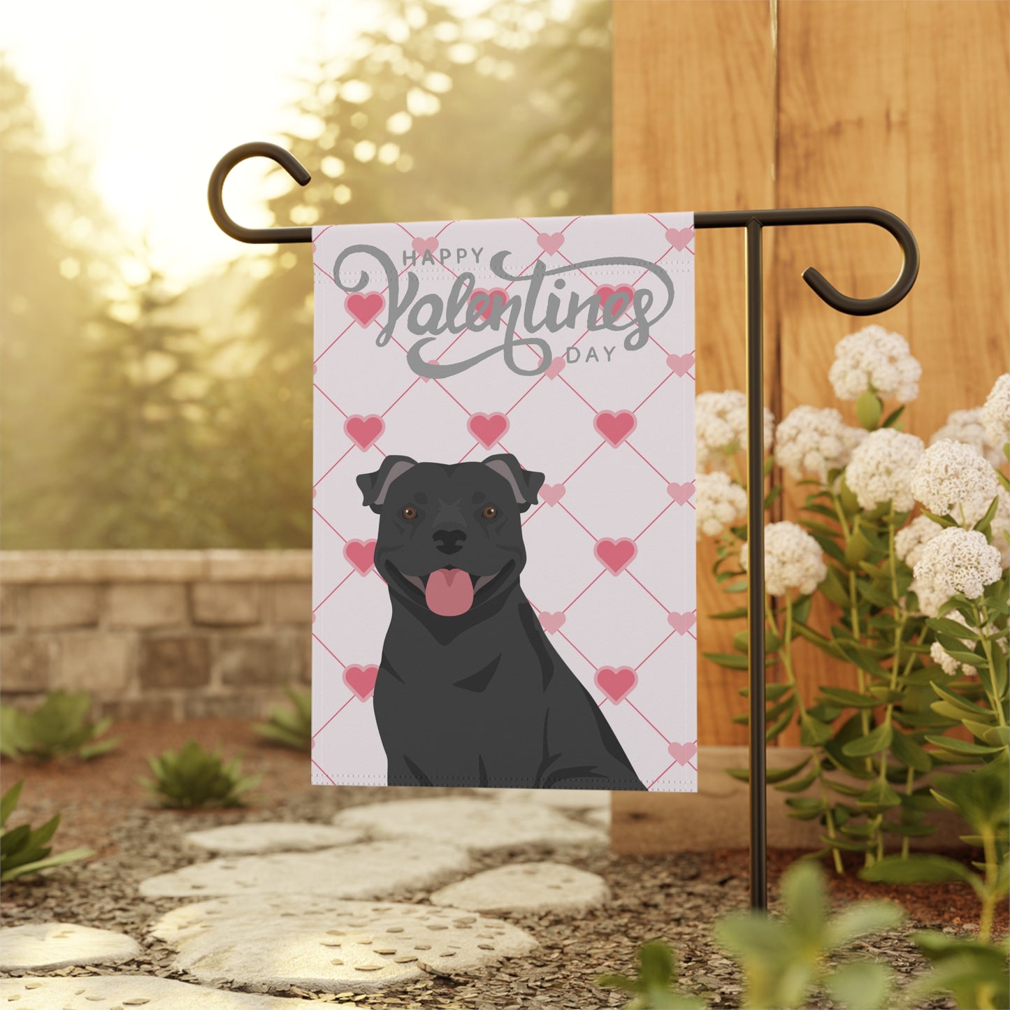 Staffordshire Bull Terrier Dog Valentines Day Garden Flag