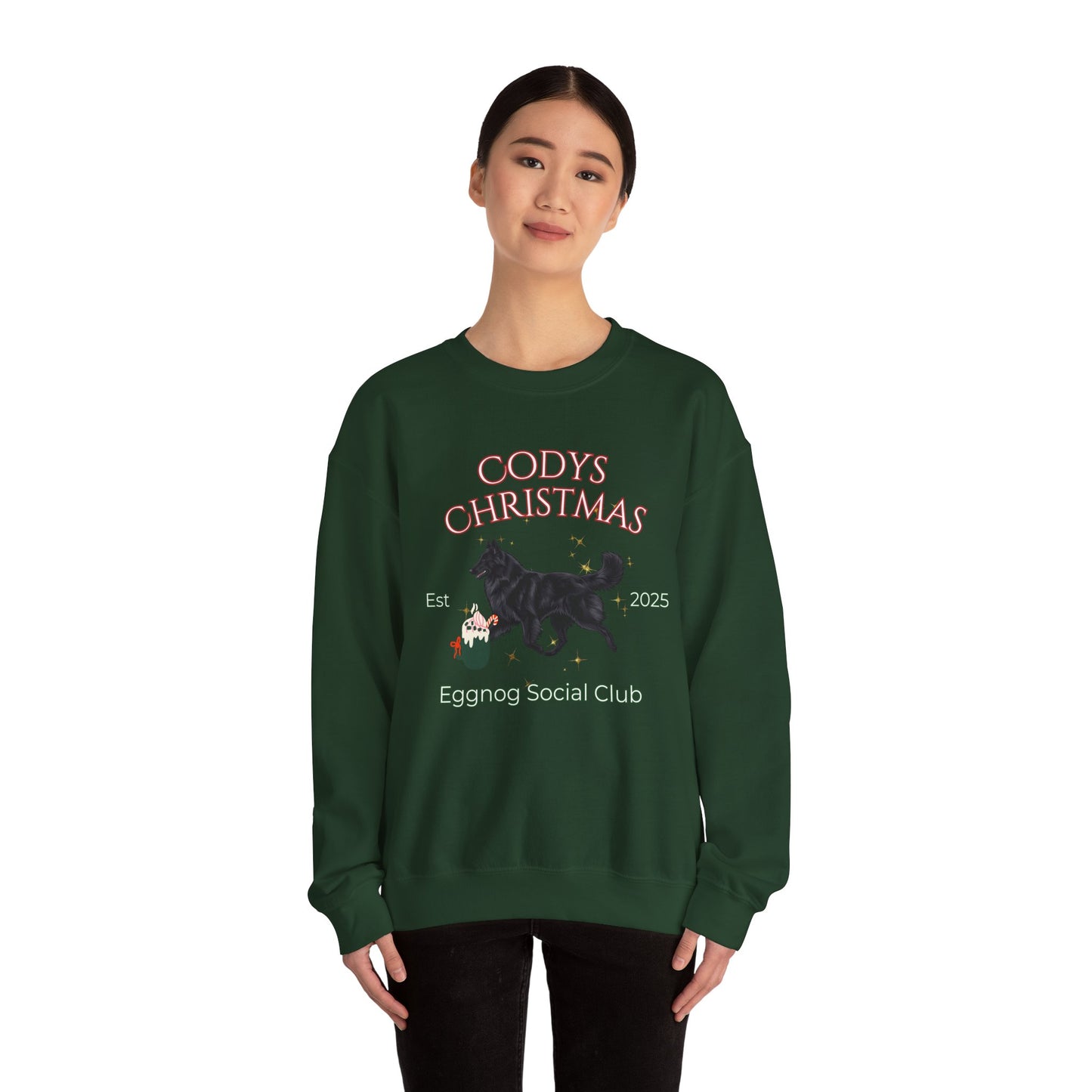 Belgian Sheepdog Dog Christmas Social Club Unisex Heavy Blend Crewneck Sweatshirt Custom Name