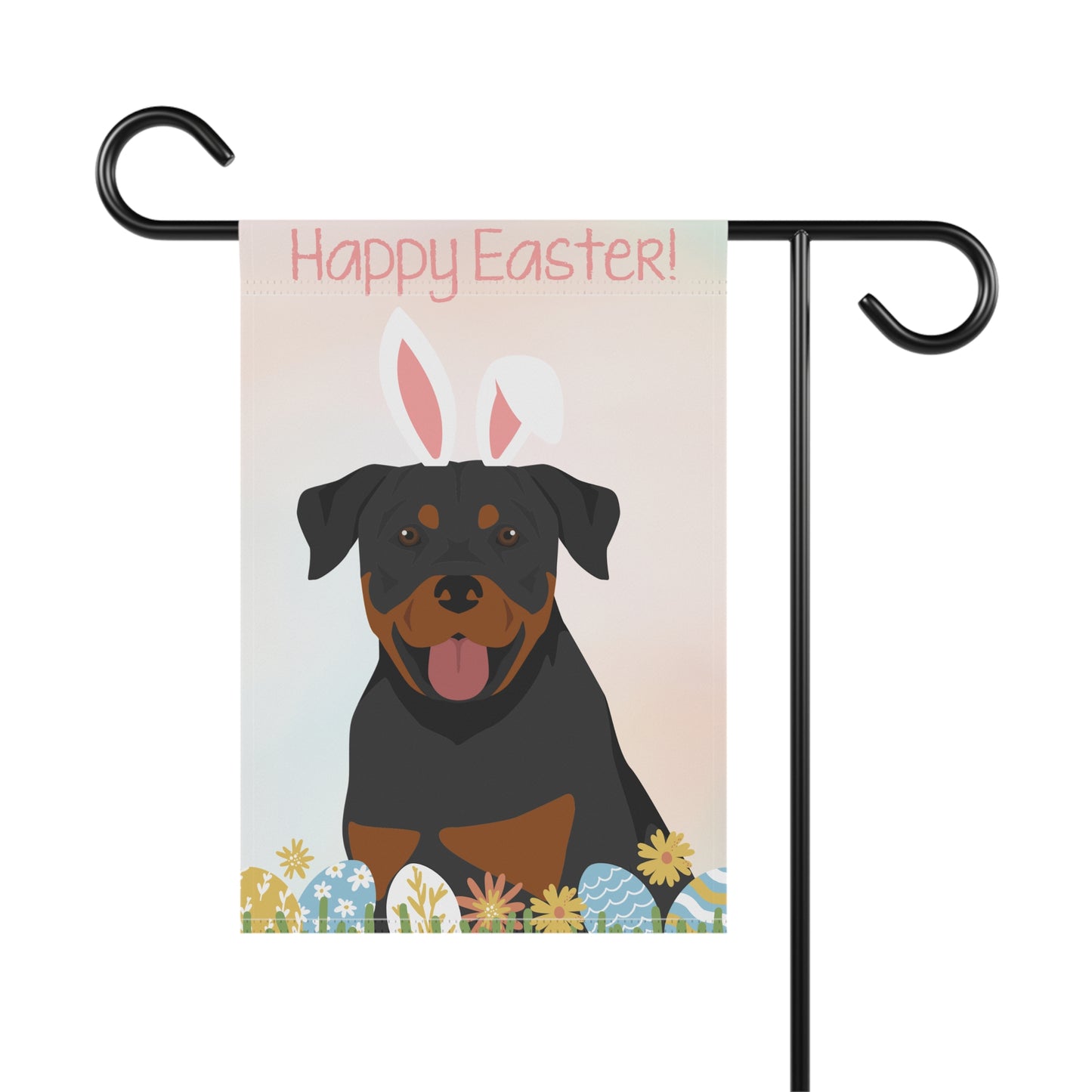 Rottweiler Dog Happy Easter Garden Flag