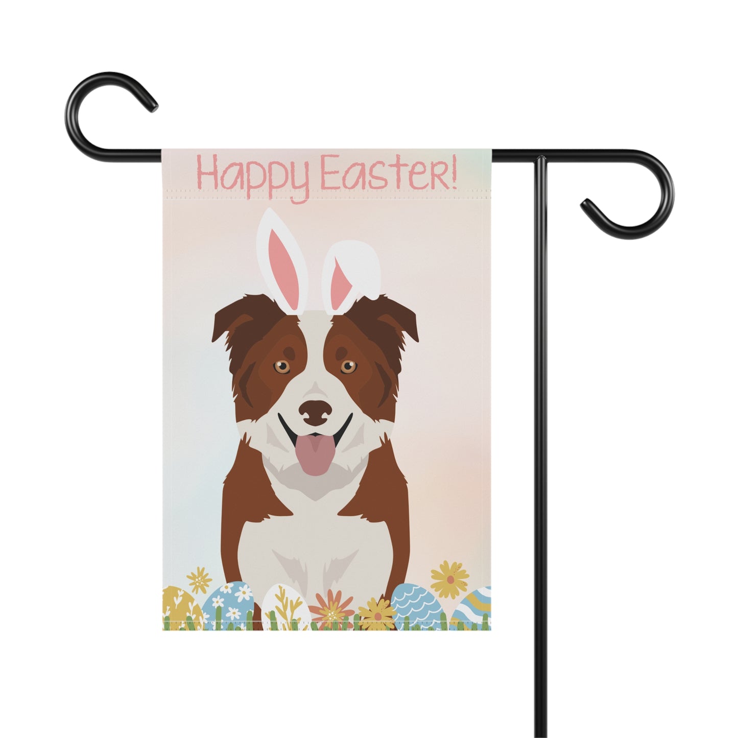 Border Collie Dog Happy Easter Garden Flag