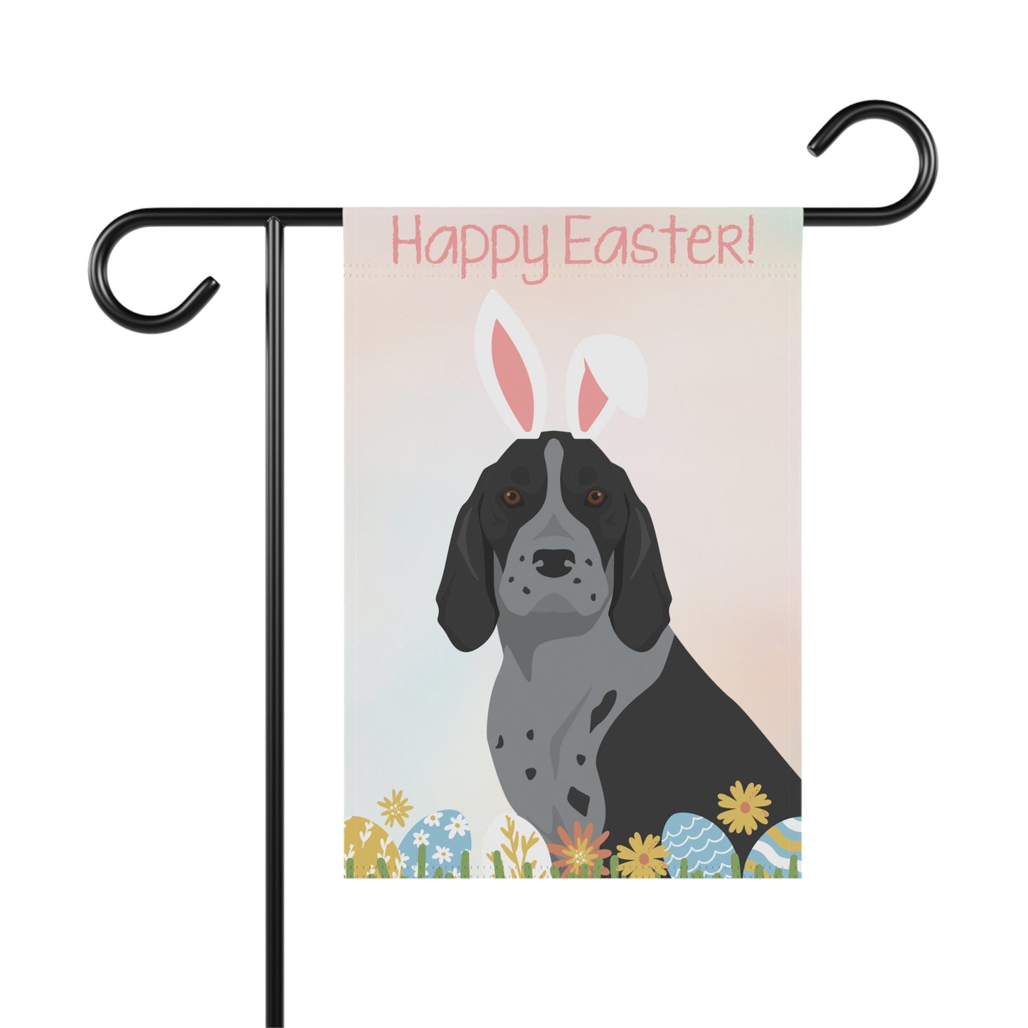 American English Coonhound Dog Happy Easter Garden Flag