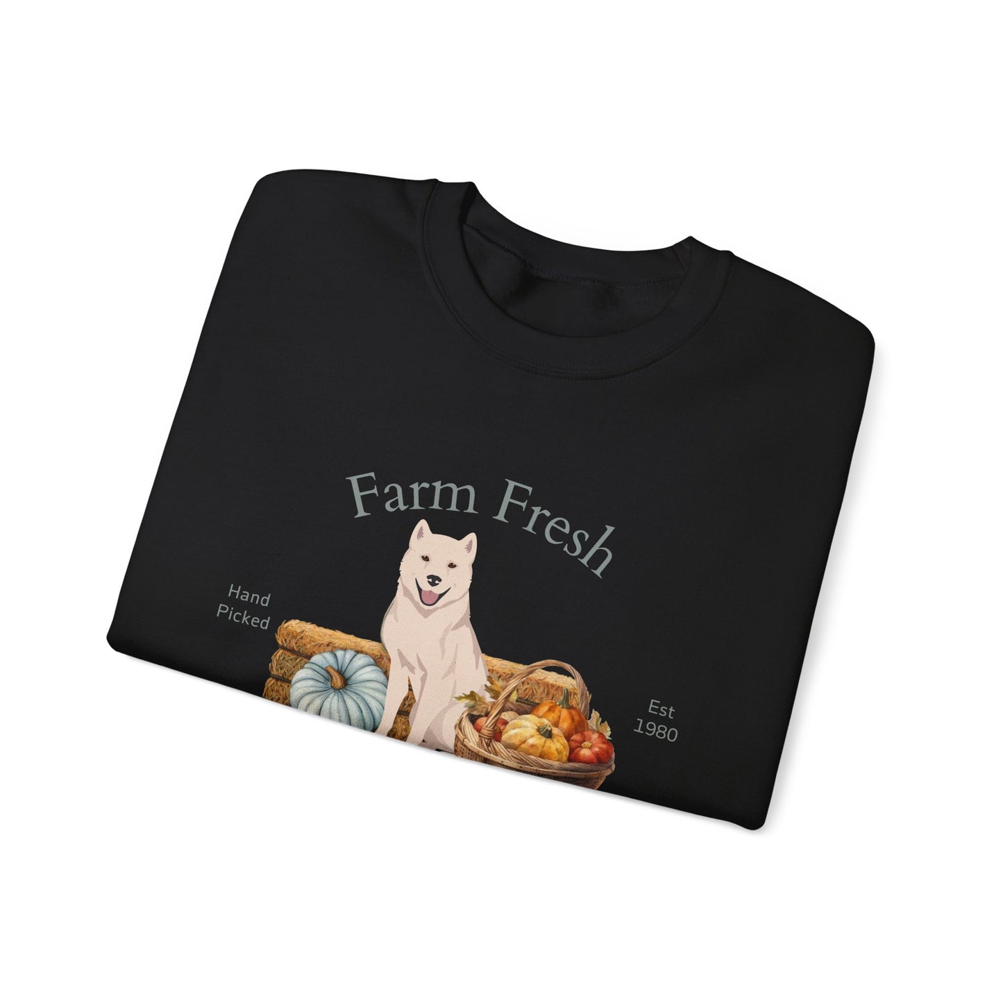 Kishu Ken Dog Fall Farm Fresh Unisex Heavy Blend Crewneck Sweatshirt