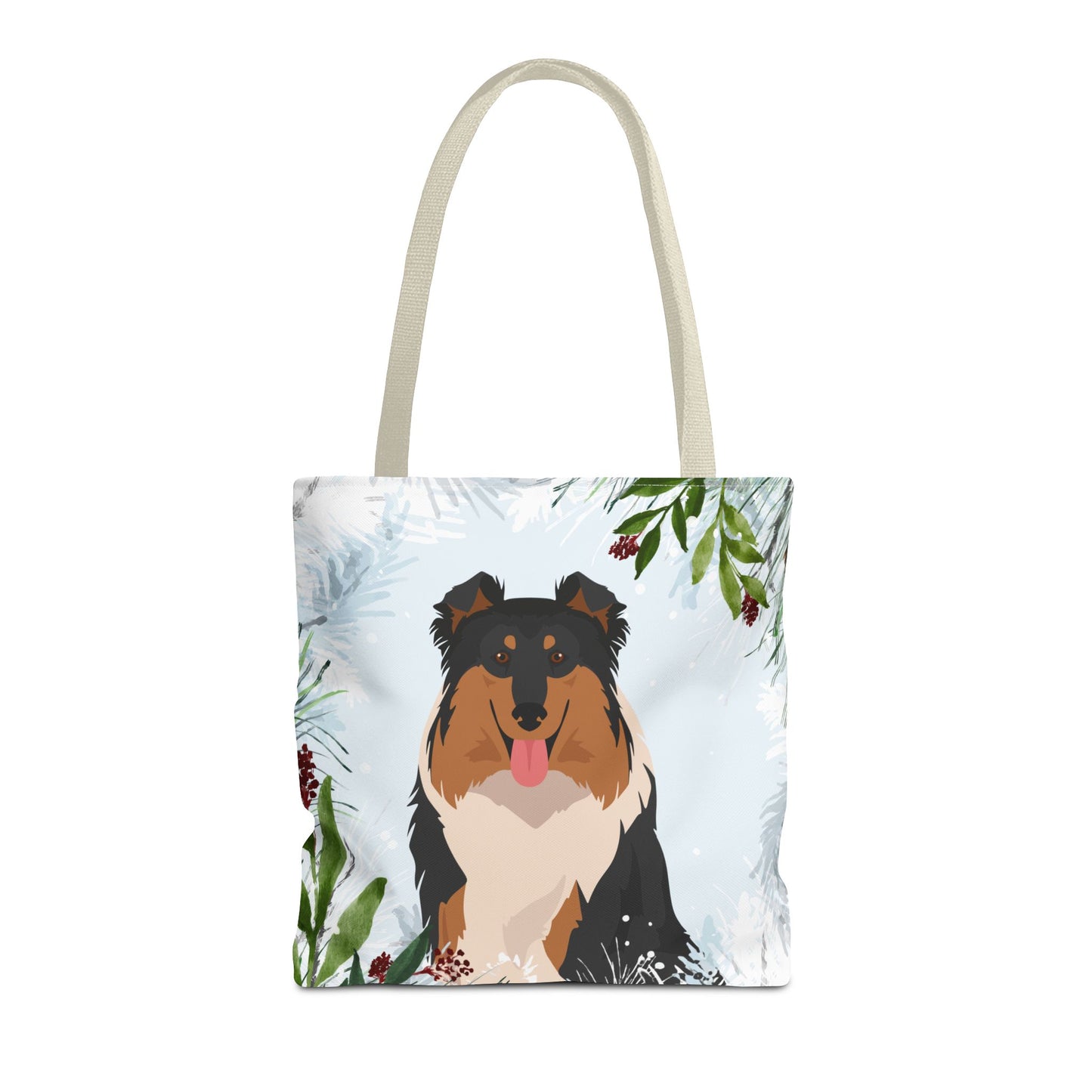 Collie Dog Christmas Holiday Tote Bag 16x16