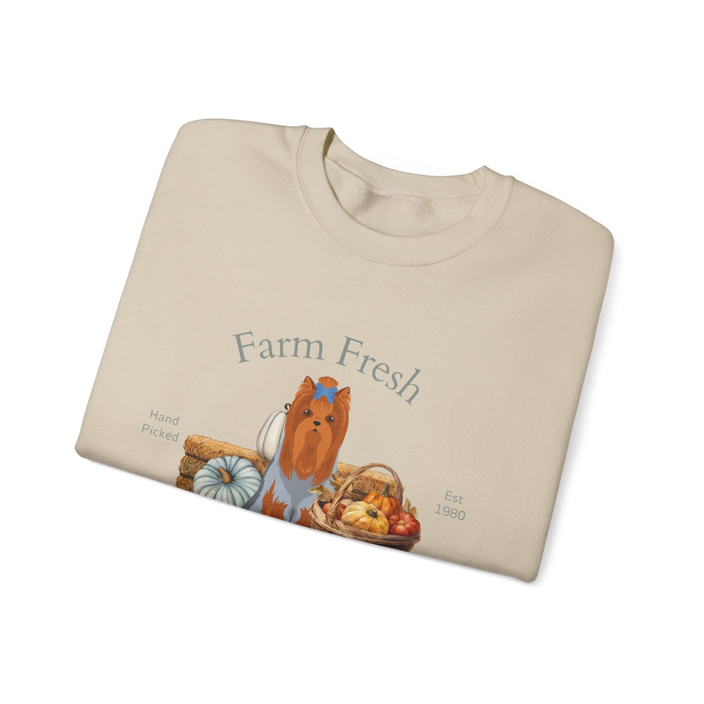 Yorkshire Terrier Dog Fall Farm Fresh Unisex Heavy Blend Crewneck Sweatshirt