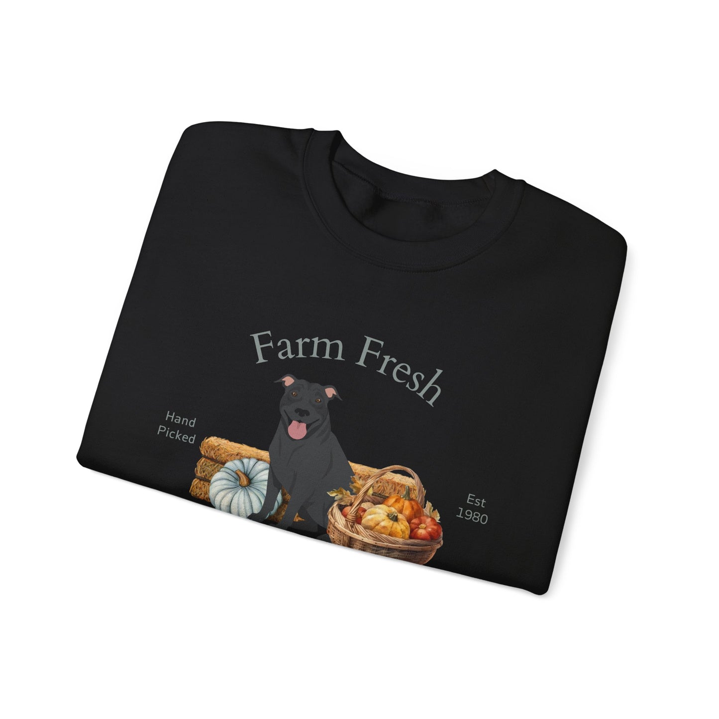 Pit Bull Terrier Dog Fall Farm Fresh Unisex Heavy Blend Crewneck Sweatshirt