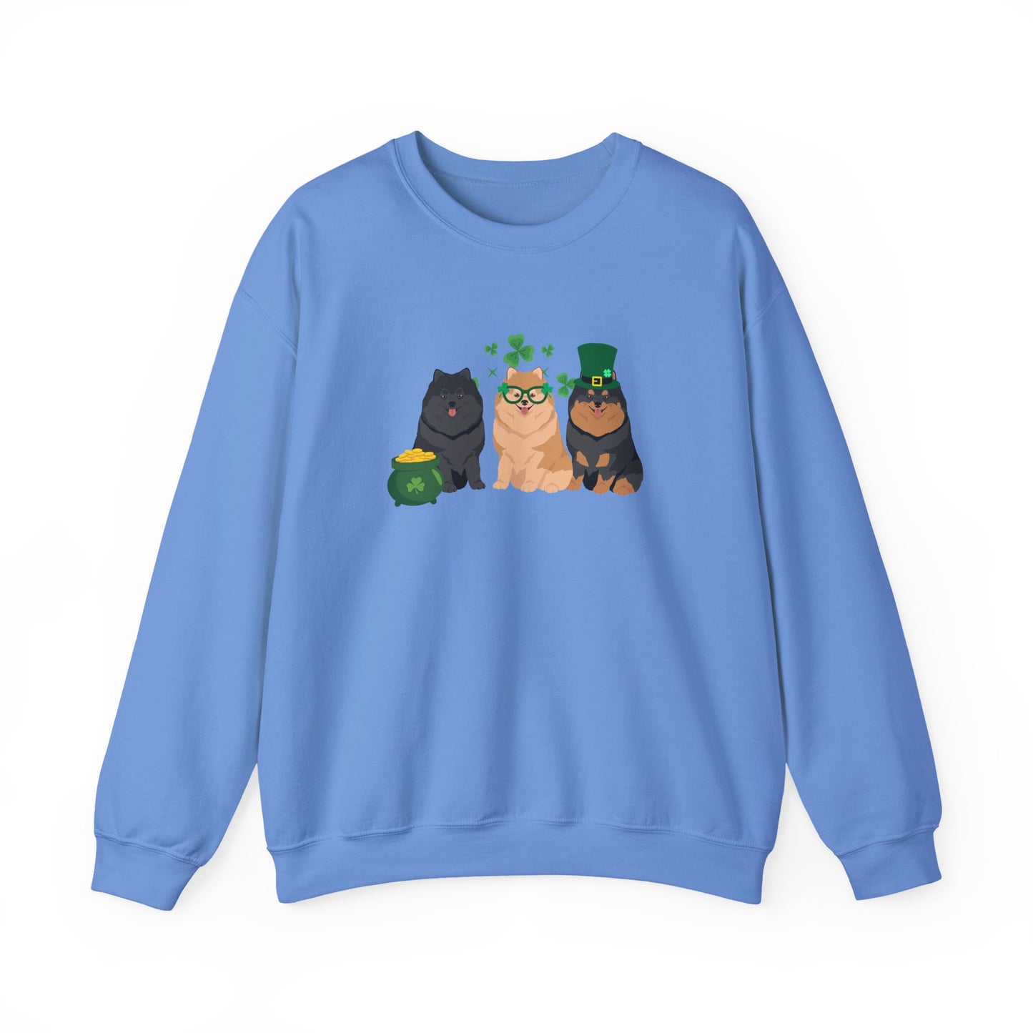 Pomeranian Dog St Patricks Day Unisex Heavy Blend Crewneck Sweatshirt, St Pattys day, Cute Dog Mom Gift