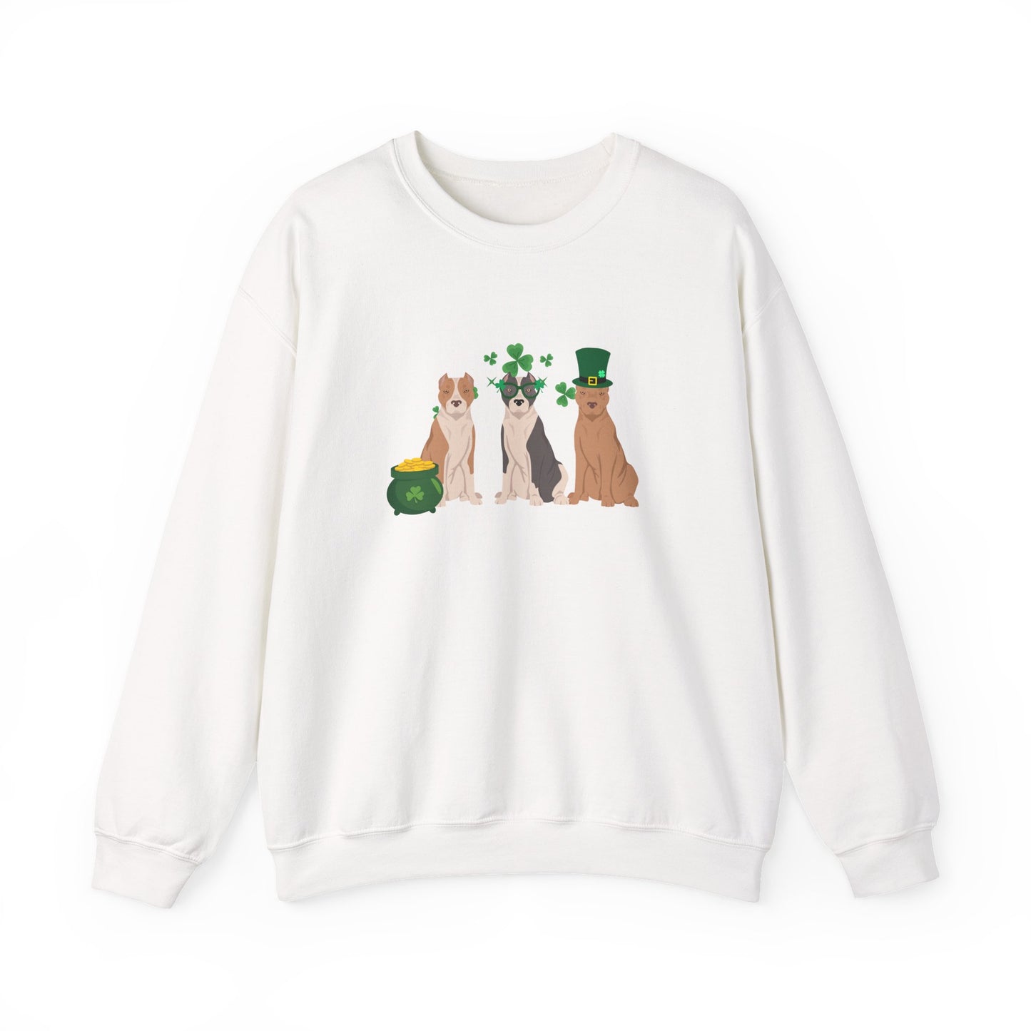 American Staffordshire Terrier Dog St Patricks Day Unisex Heavy Blend Crewneck Sweatshirt, St Pattys day, Cute Dog Mom Gift