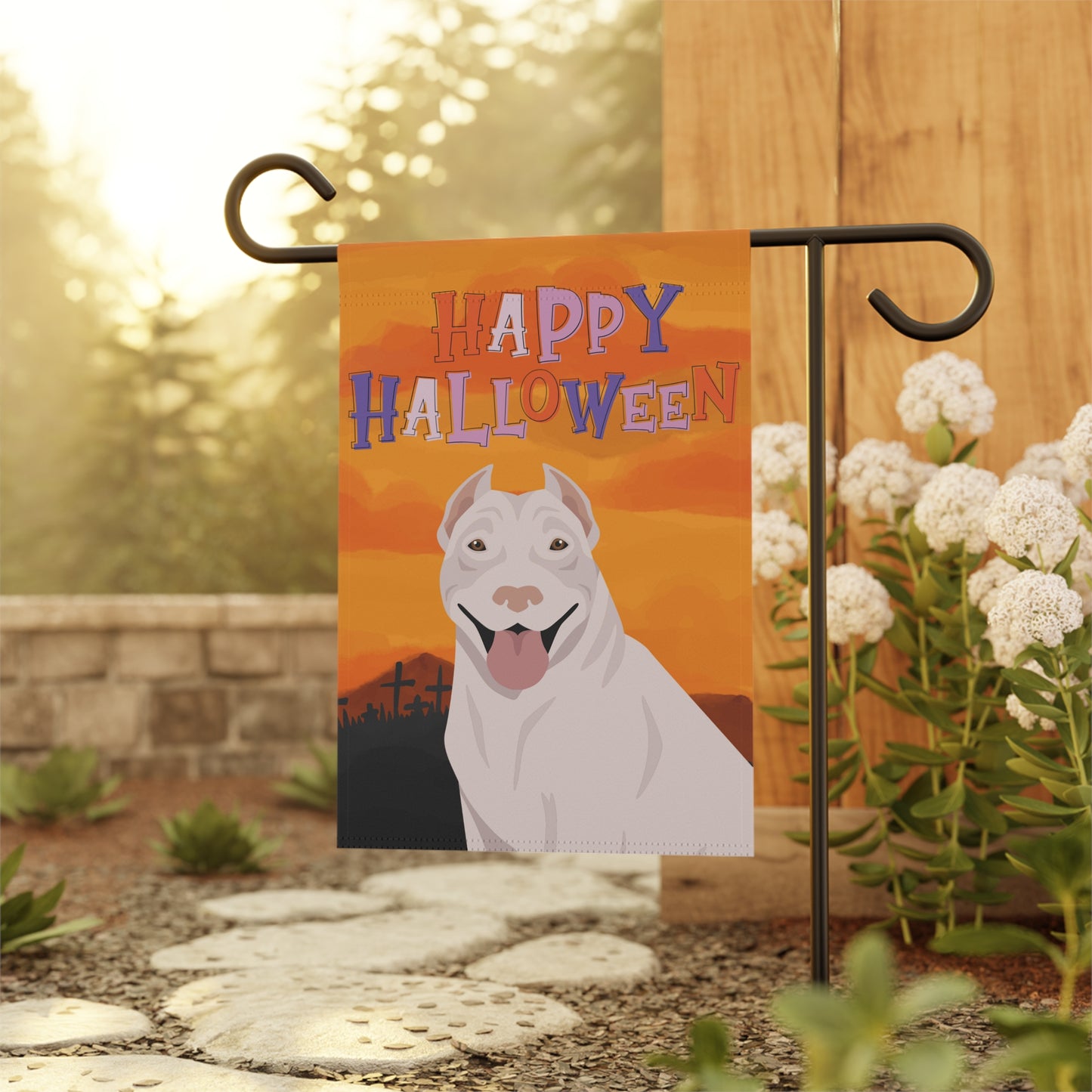 Pit Bull Dog Halloween Garden Flag