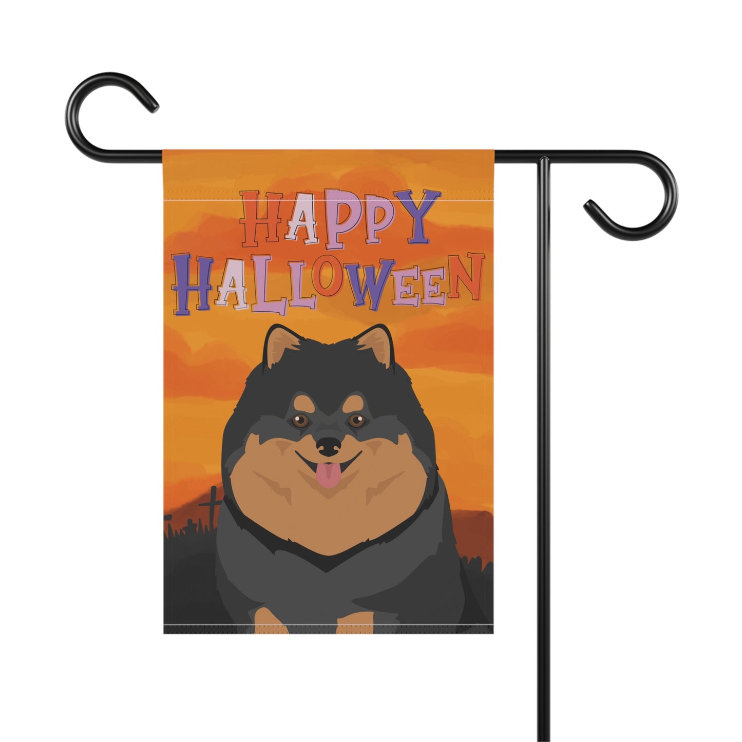 Pomeranian Dog Halloween Garden Flag