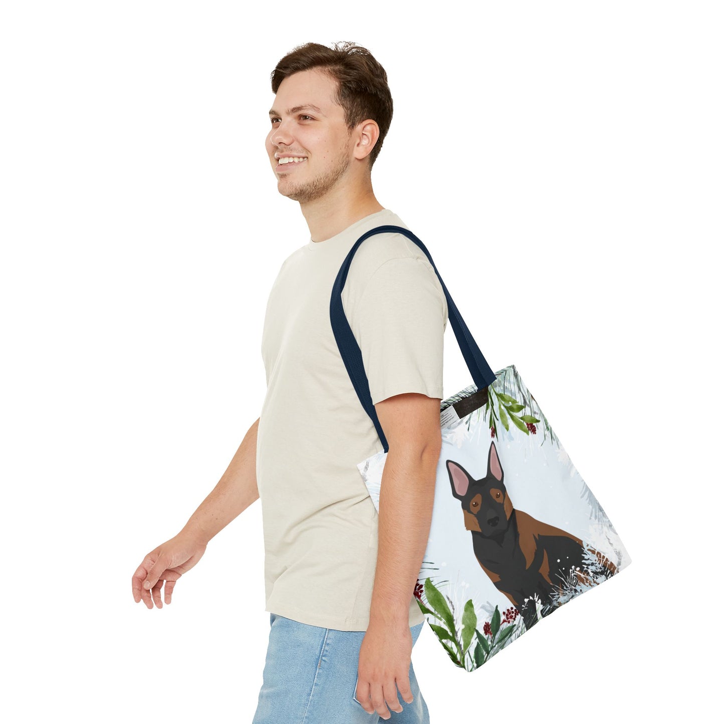 German Shepherd Dog Christmas Holiday Tote Bag 16x16