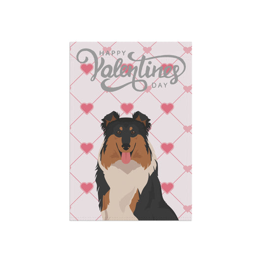Rough Collie Dog Valentines Day Garden Flag