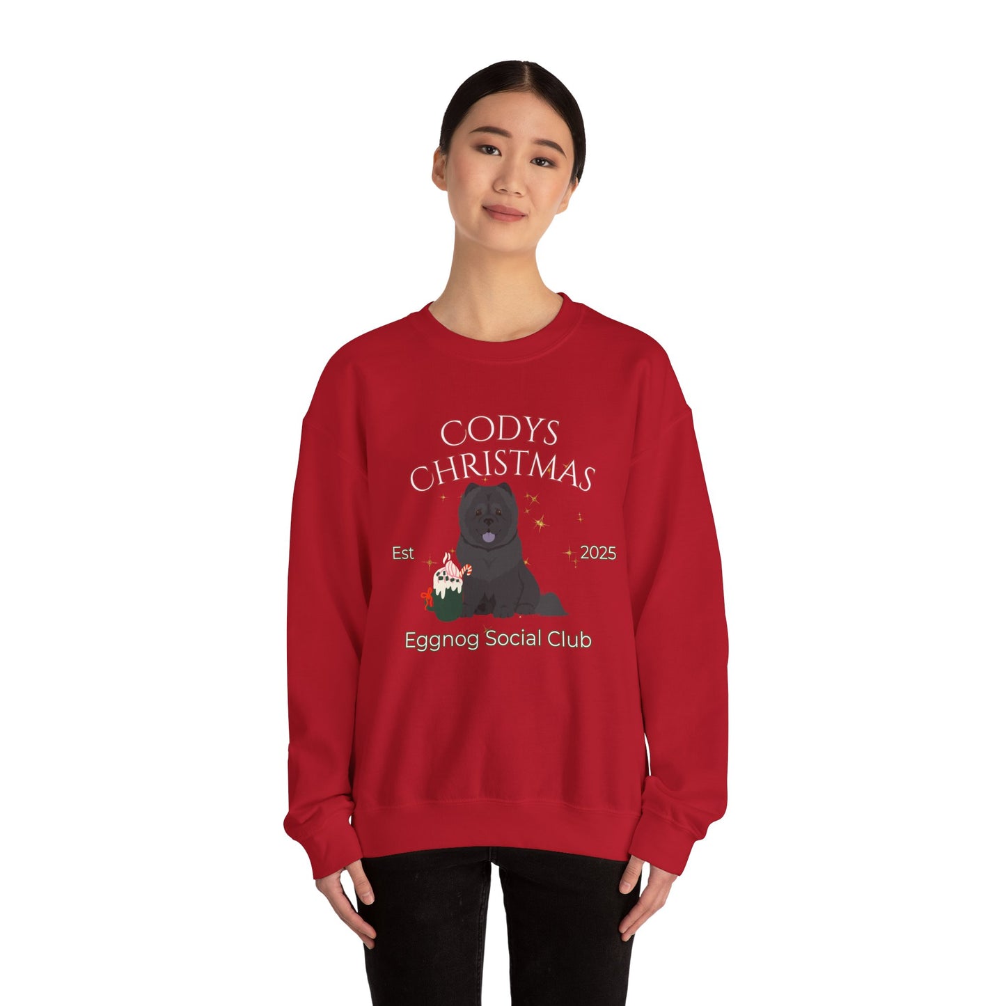 Chow Chow Dog Christmas Social Club Unisex Heavy Blend Crewneck Sweatshirt Custom Name