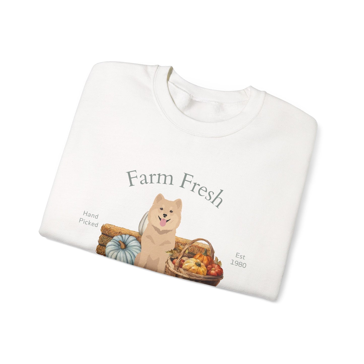 Finnish Lapphund Dog Fall Farm Fresh Unisex Heavy Blend Crewneck Sweatshirt