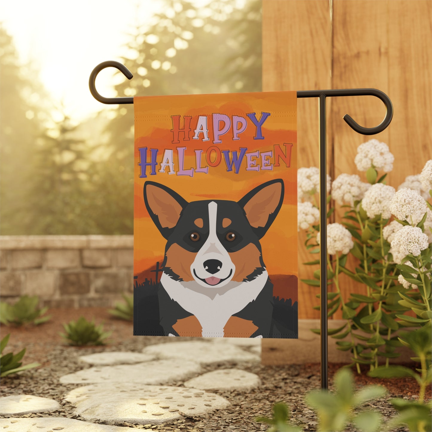 Pembroke Welsh Corgi Dog Halloween Garden Flag