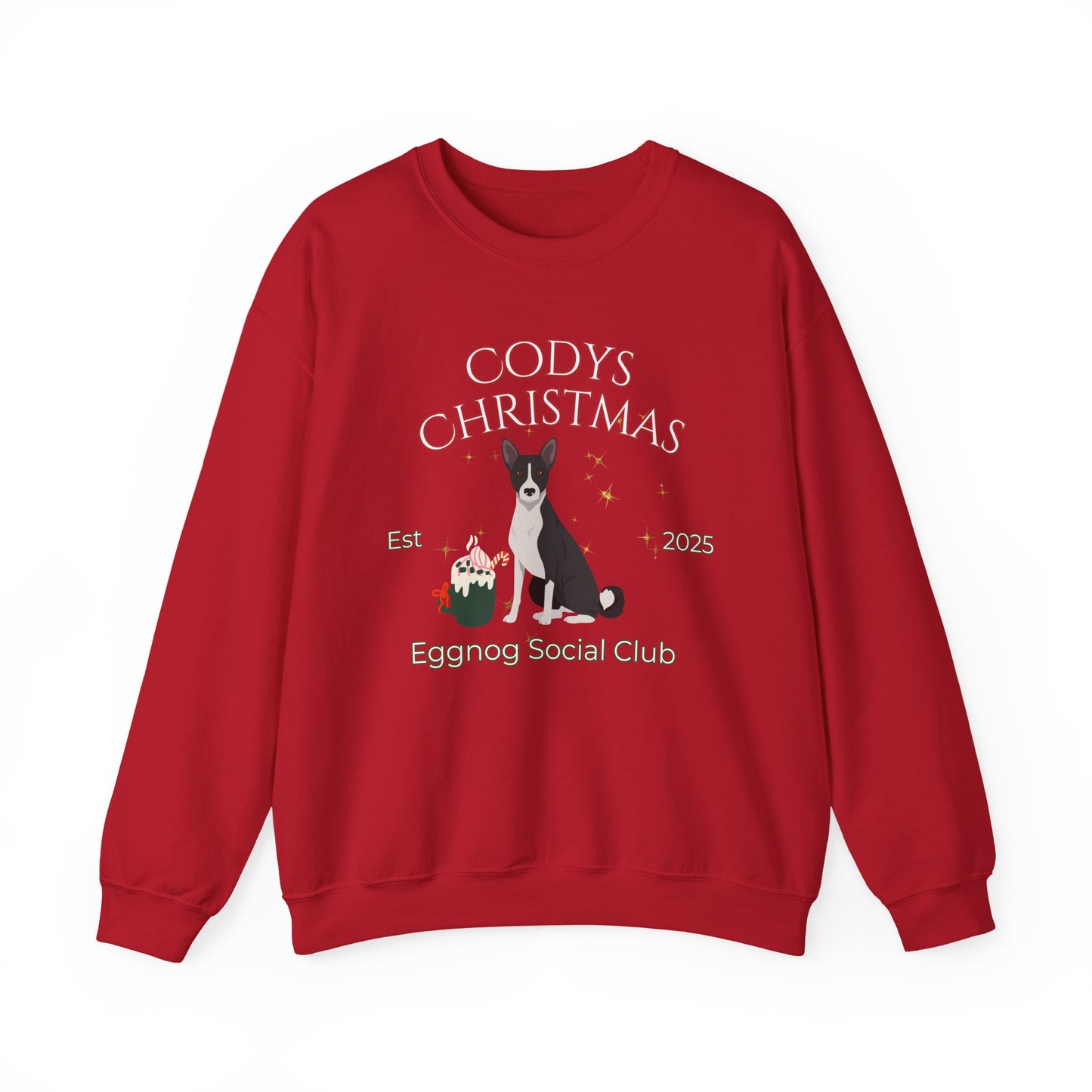 Basenji Dog Christmas Social Club Unisex Heavy Blend Crewneck Sweatshirt Custom Name
