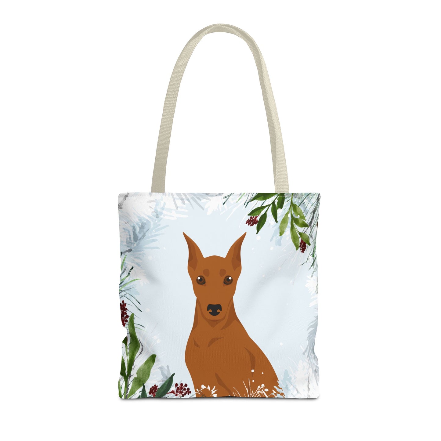 German Pinscher Dog Christmas Holiday Tote Bag 16x16
