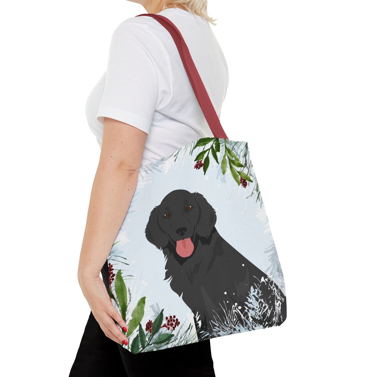 Flat Coated Retriever Dog Christmas Holiday Tote Bag 16x16