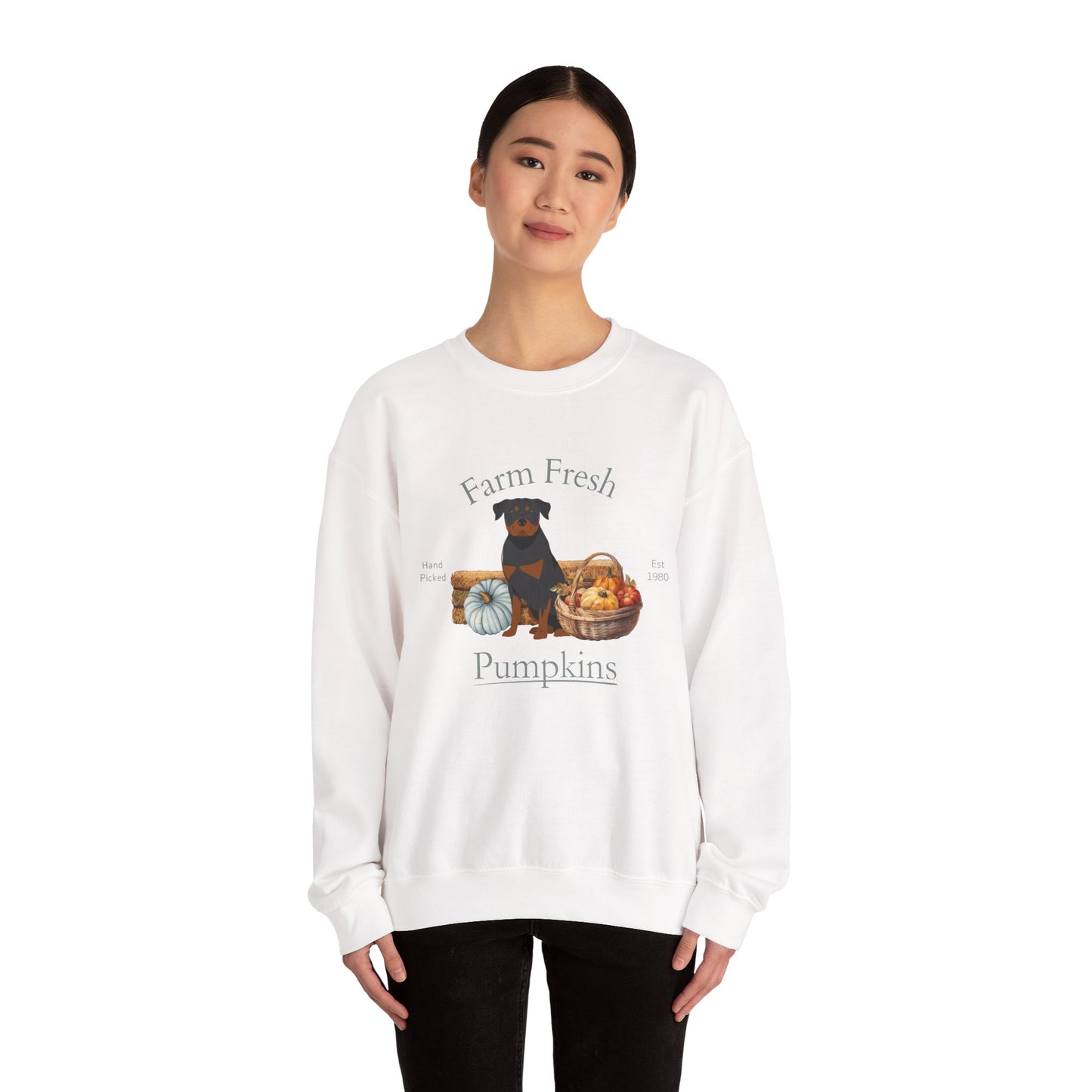Rottweiler Dog Fall Farm Fresh Unisex Heavy Blend Crewneck Sweatshirt