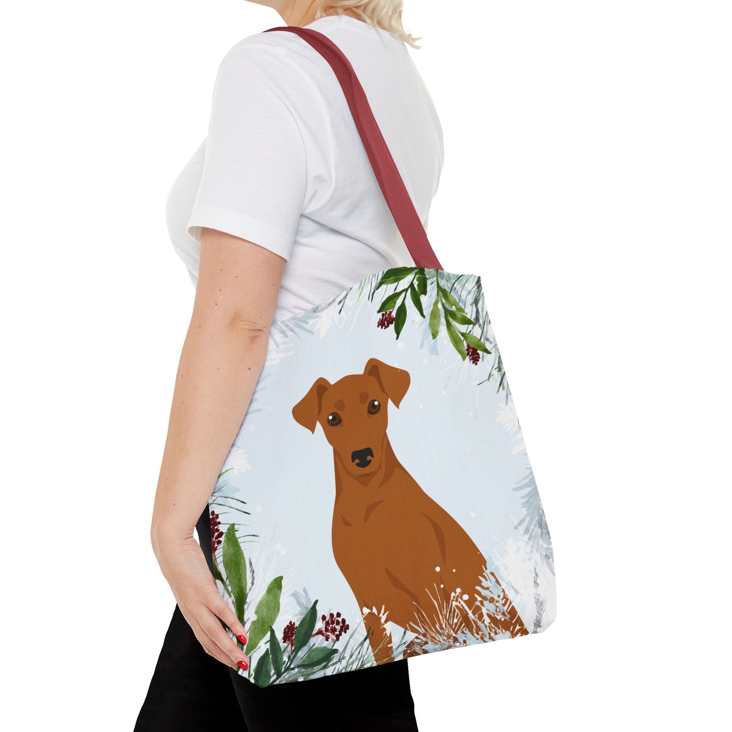 German Pinscher Dog Christmas Holiday Tote Bag 16x16