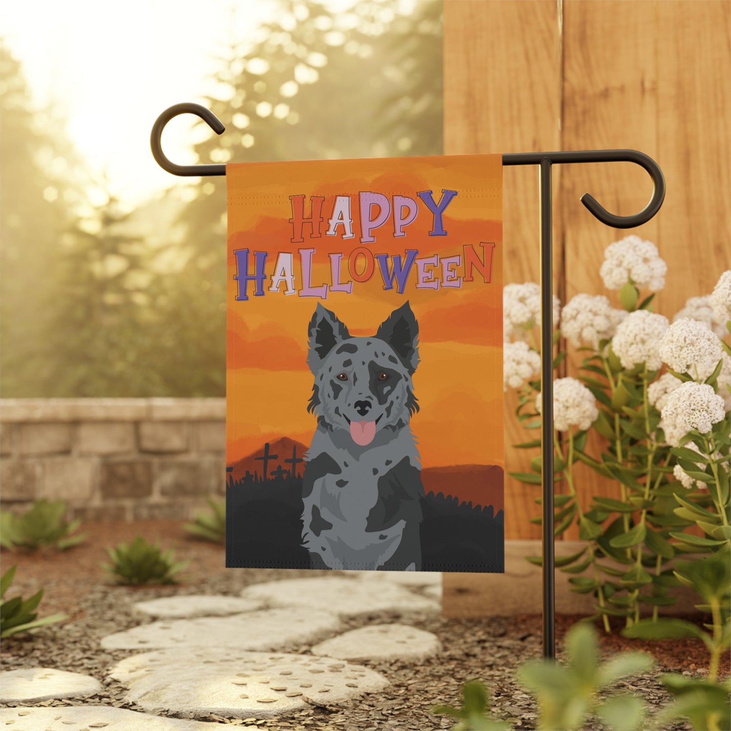 Mudi Dog Halloween Garden Flag