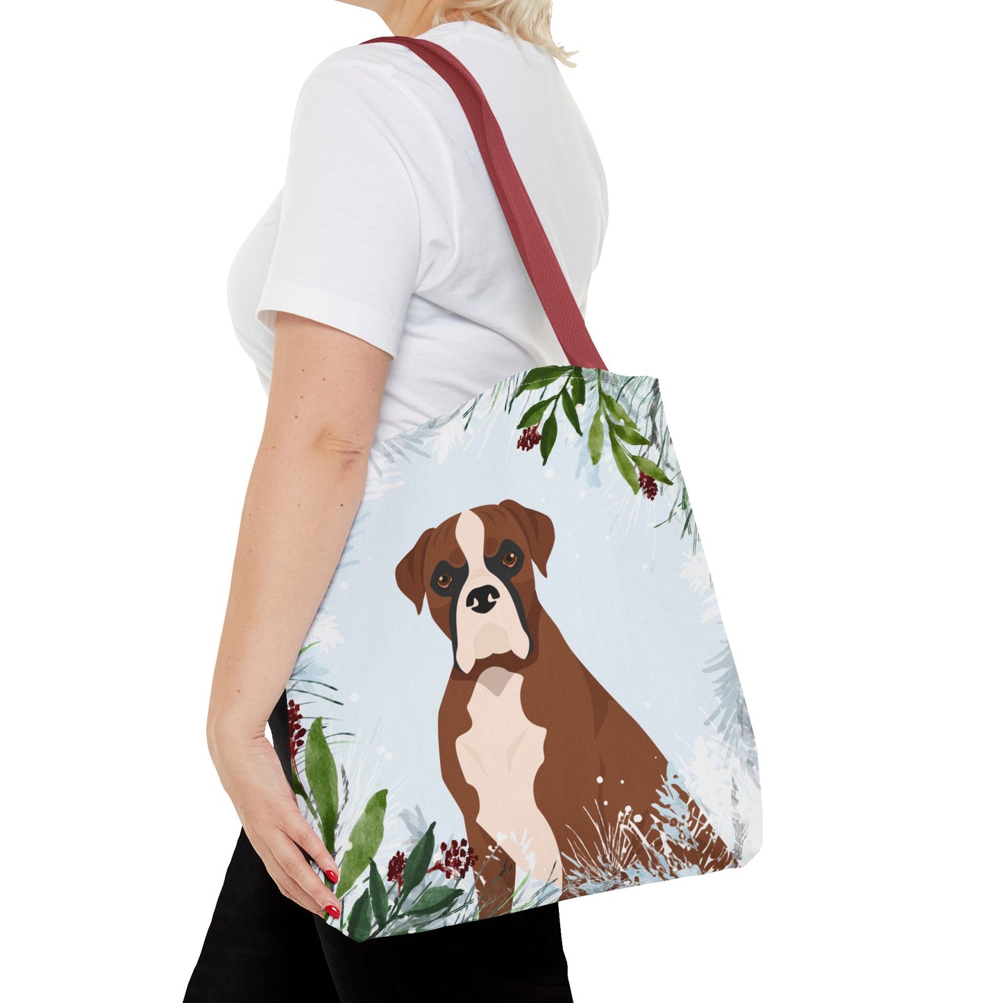 Boxer Dog Christmas Holiday Tote Bag 16x16