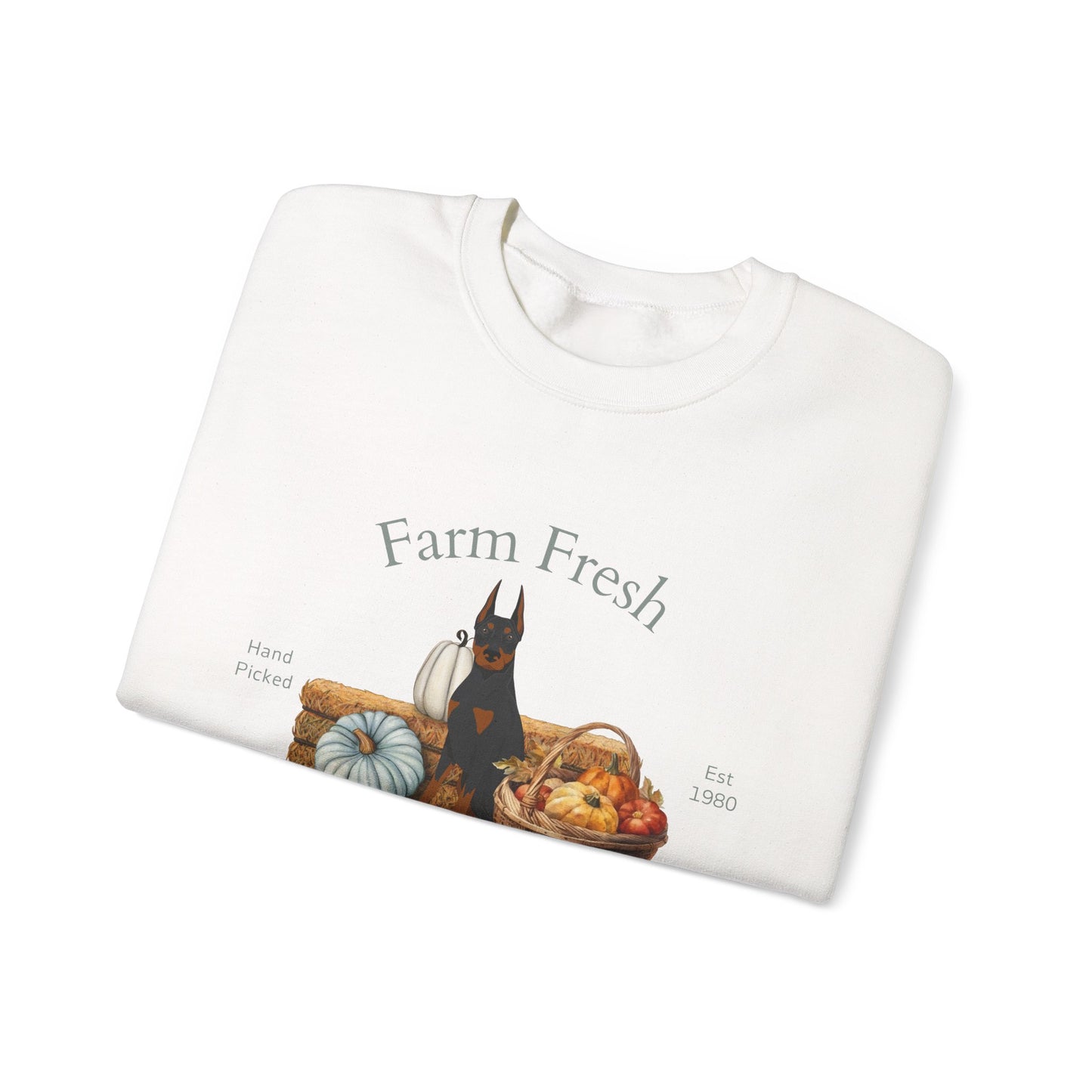 Doberman Pinscher Dog Fall Farm Fresh Unisex Heavy Blend Crewneck Sweatshirt