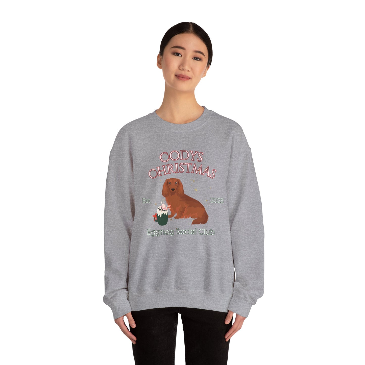 Dachshund Dog Christmas Social Club Unisex Heavy Blend Crewneck Sweatshirt Custom Name
