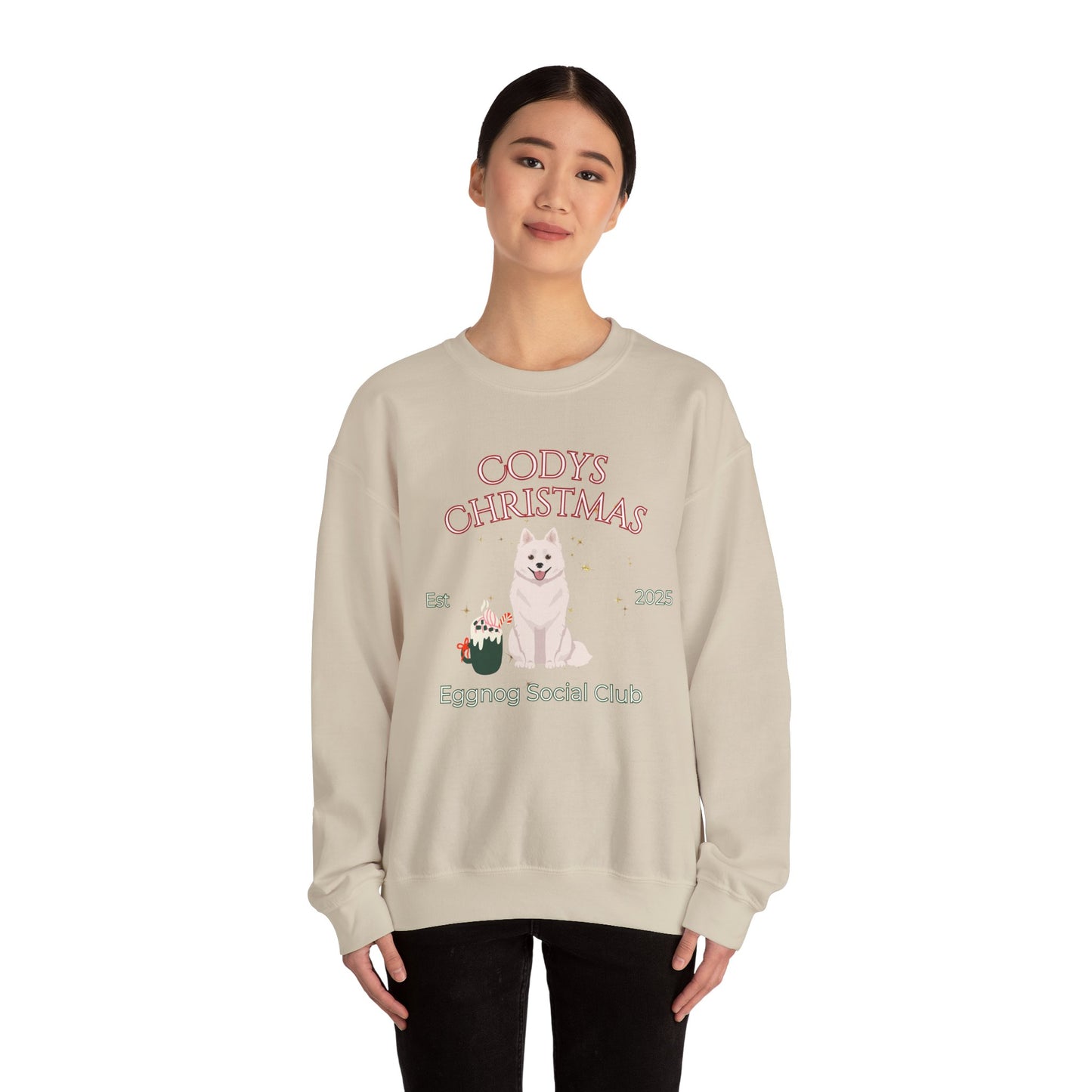 American Eskimo Dog Dog Christmas Social Club Unisex Heavy Blend Crewneck Sweatshirt Custom Name
