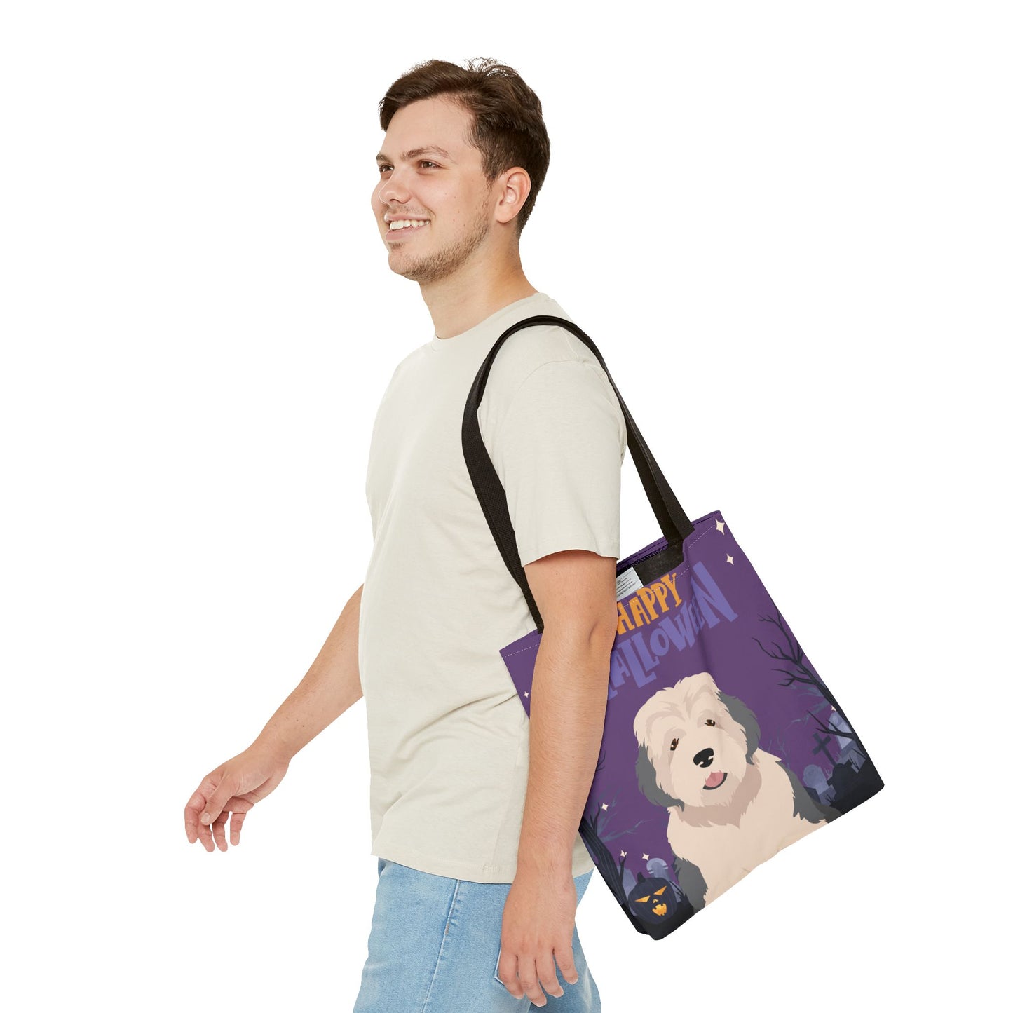 Old English Sheepdog Dog Happy Halloween Tote Bag 16x16