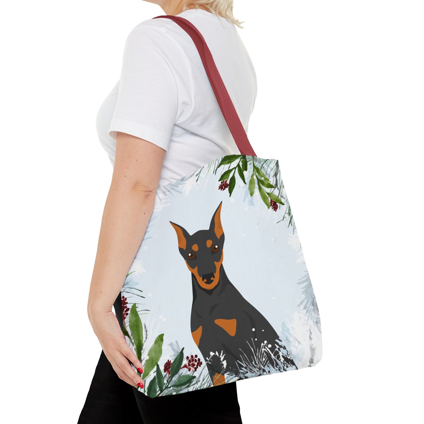 German Pinscher Dog Christmas Holiday Tote Bag 16x16