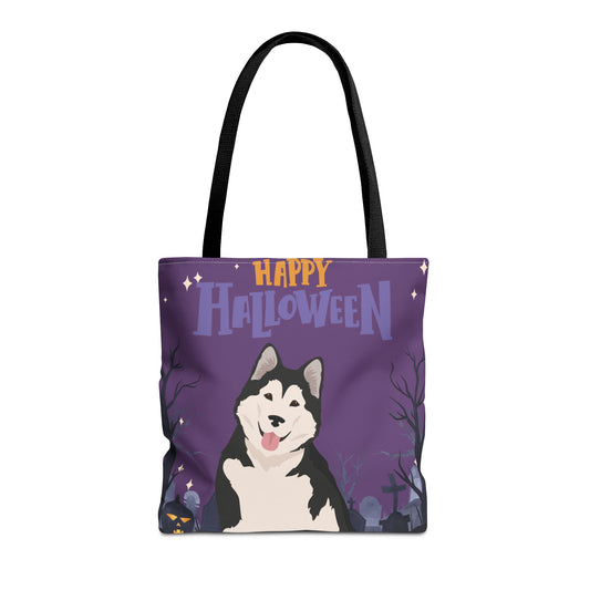 Alaskan Malamute Dog Happy Halloween Tote Bag 16x16