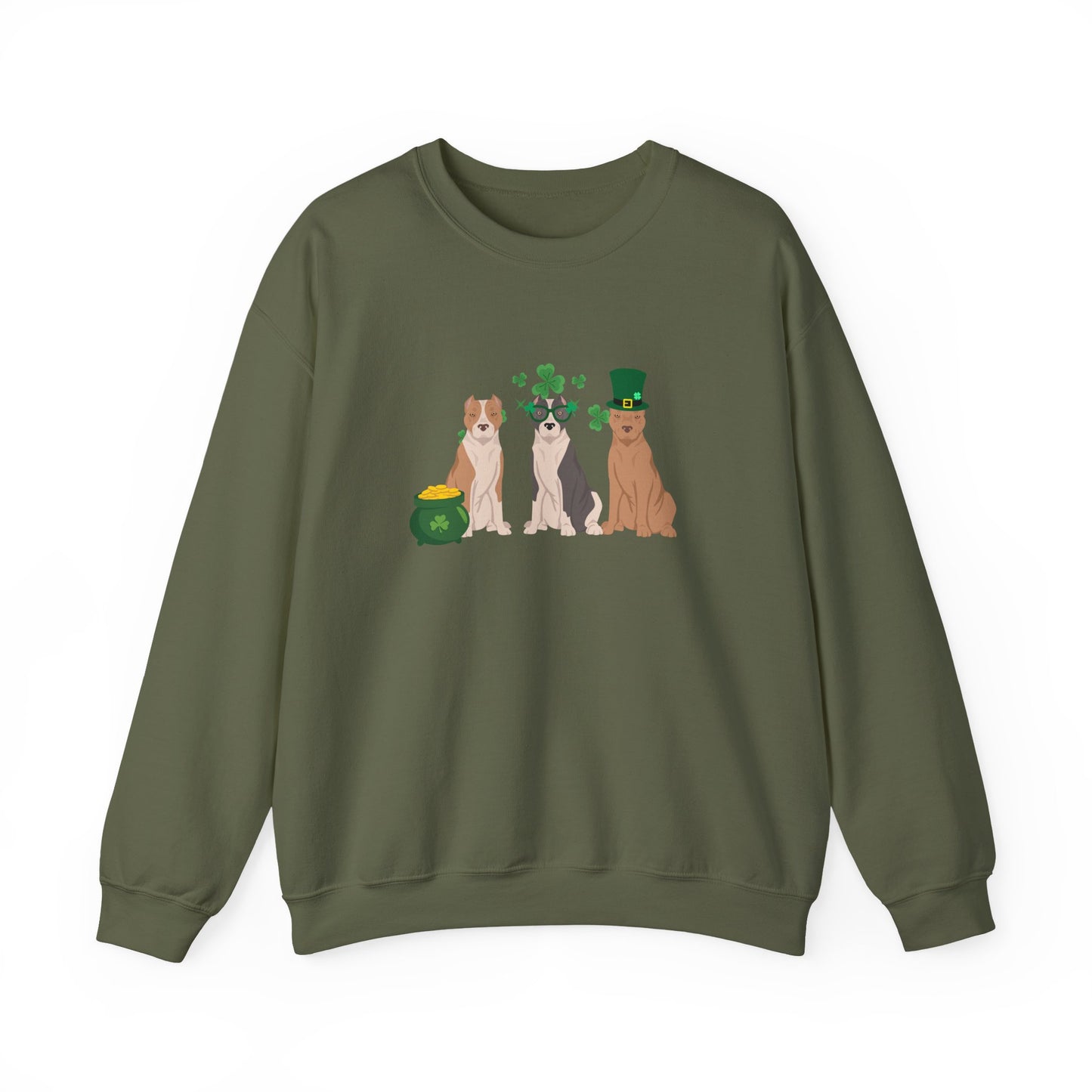 American Staffordshire Terrier Dog St Patricks Day Unisex Heavy Blend Crewneck Sweatshirt, St Pattys day, Cute Dog Mom Gift