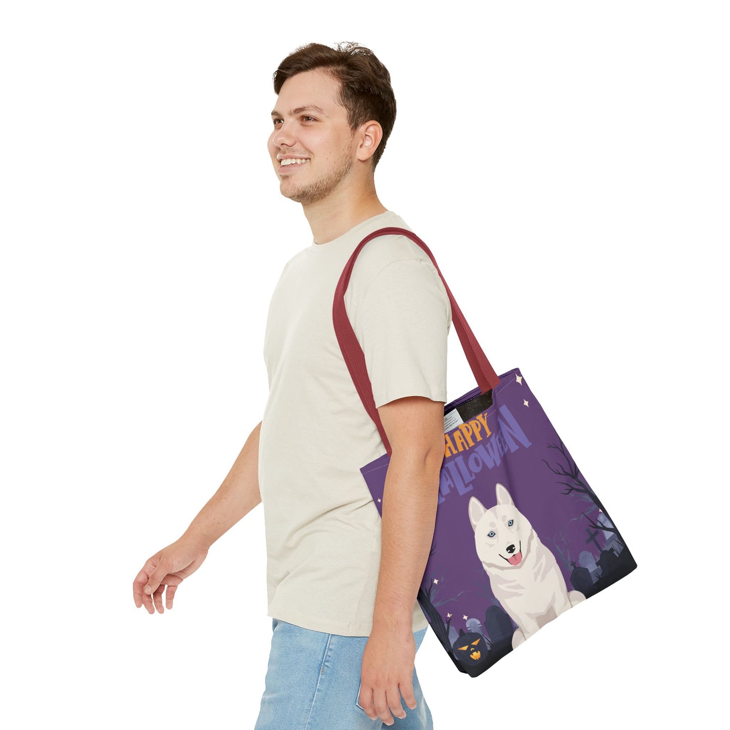 Siberian Husky Dog Happy Halloween Tote Bag 16x16