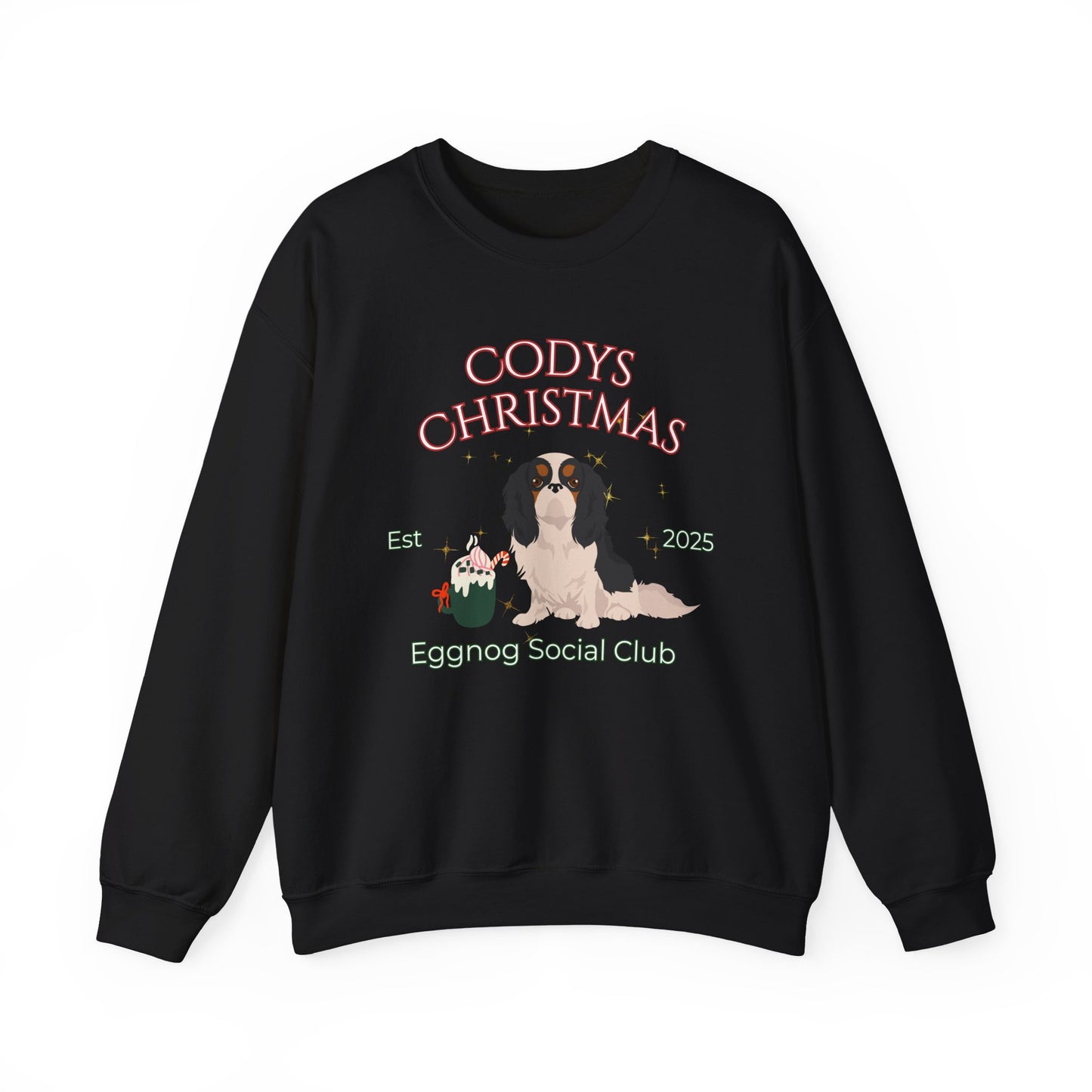 English Toy Spaniel Dog Christmas Social Club Unisex Heavy Blend Crewneck Sweatshirt Custom Name