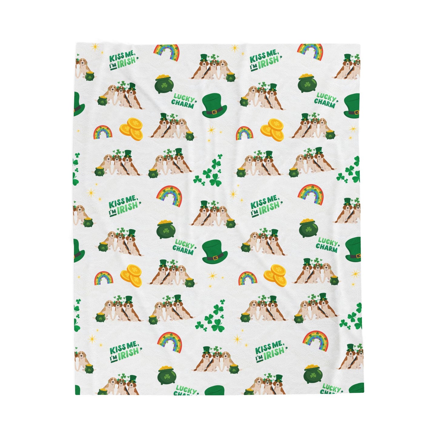 Beagle Dog St Patrick’s Day Velveteen Plush Blanket