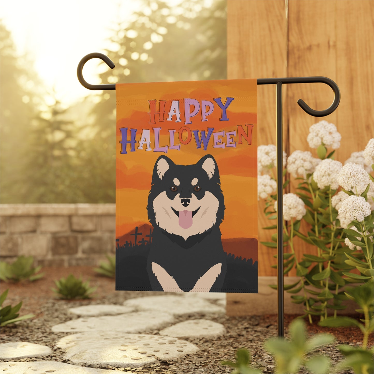 Finnish Lapphund Dog Halloween Garden Flag