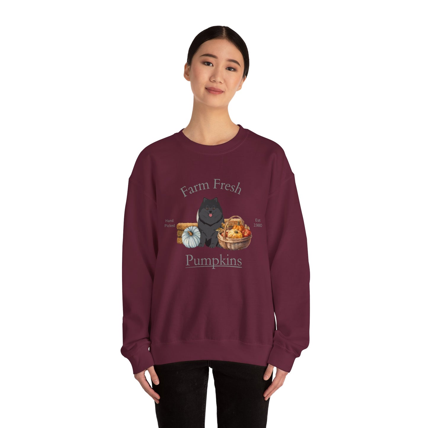 Pomeranian Dog Fall Farm Fresh Unisex Heavy Blend Crewneck Sweatshirt