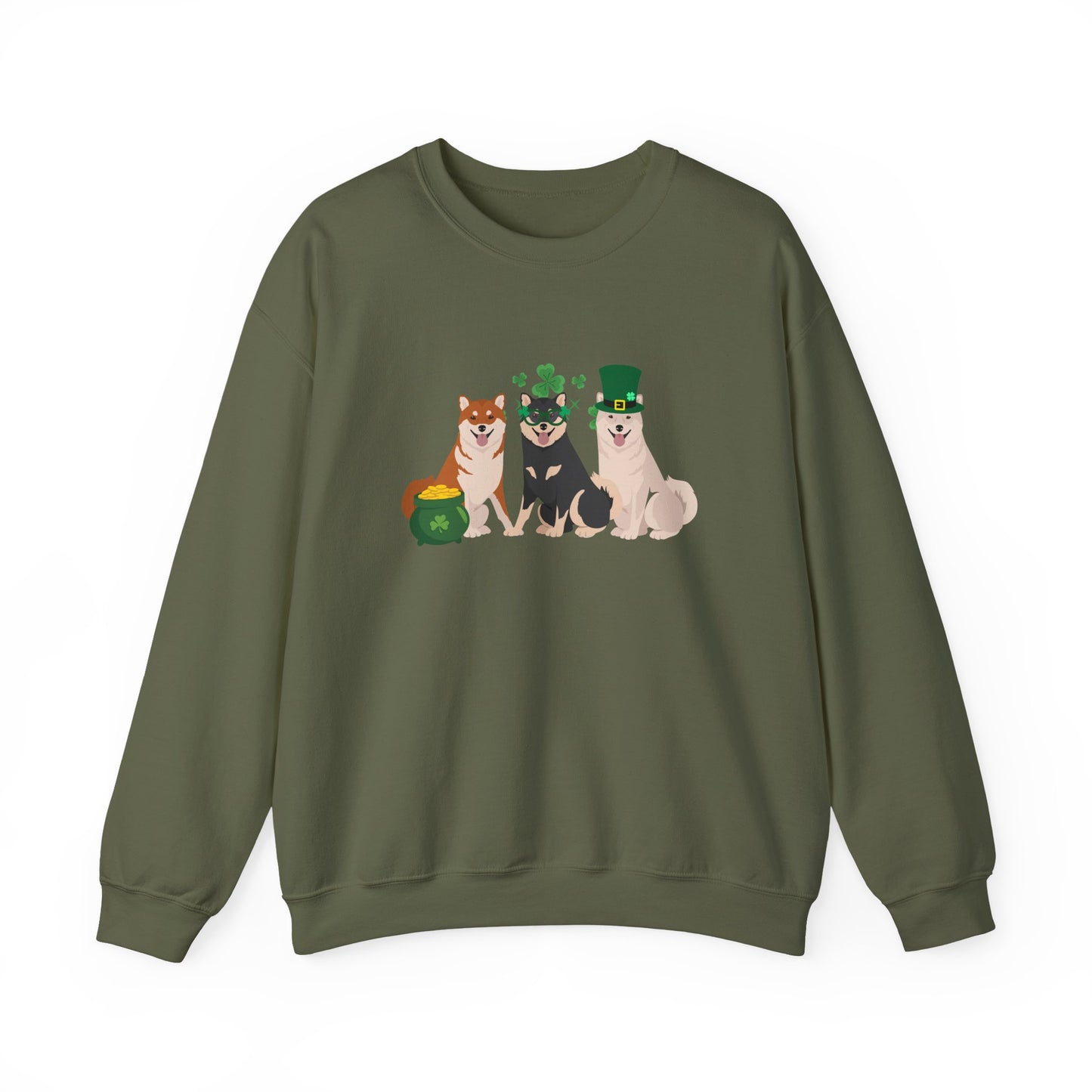 Shiba Inu Dog St Patricks Day Unisex Heavy Blend Crewneck Sweatshirt, St Pattys day, Cute Dog Mom Gift