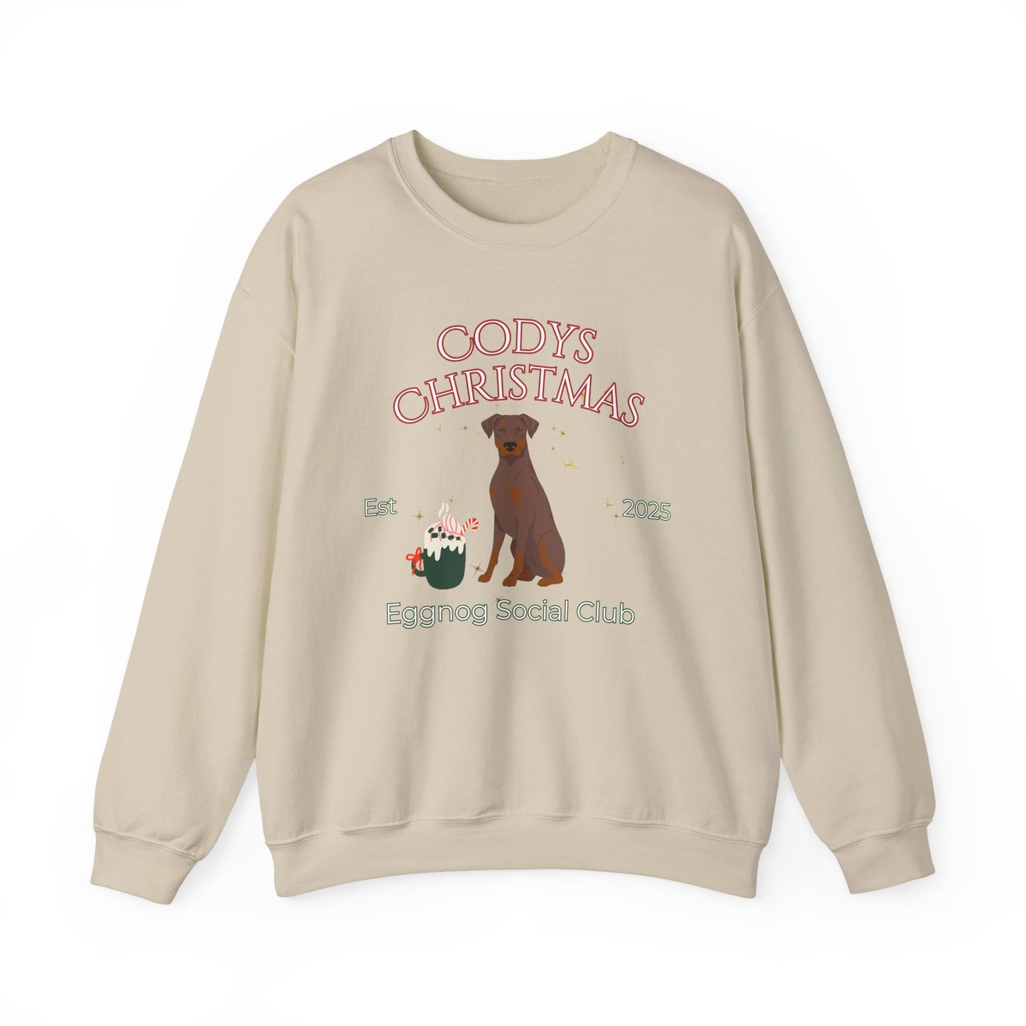 Doberman Pinscher Dog Christmas Social Club Unisex Heavy Blend Crewneck Sweatshirt Custom Name